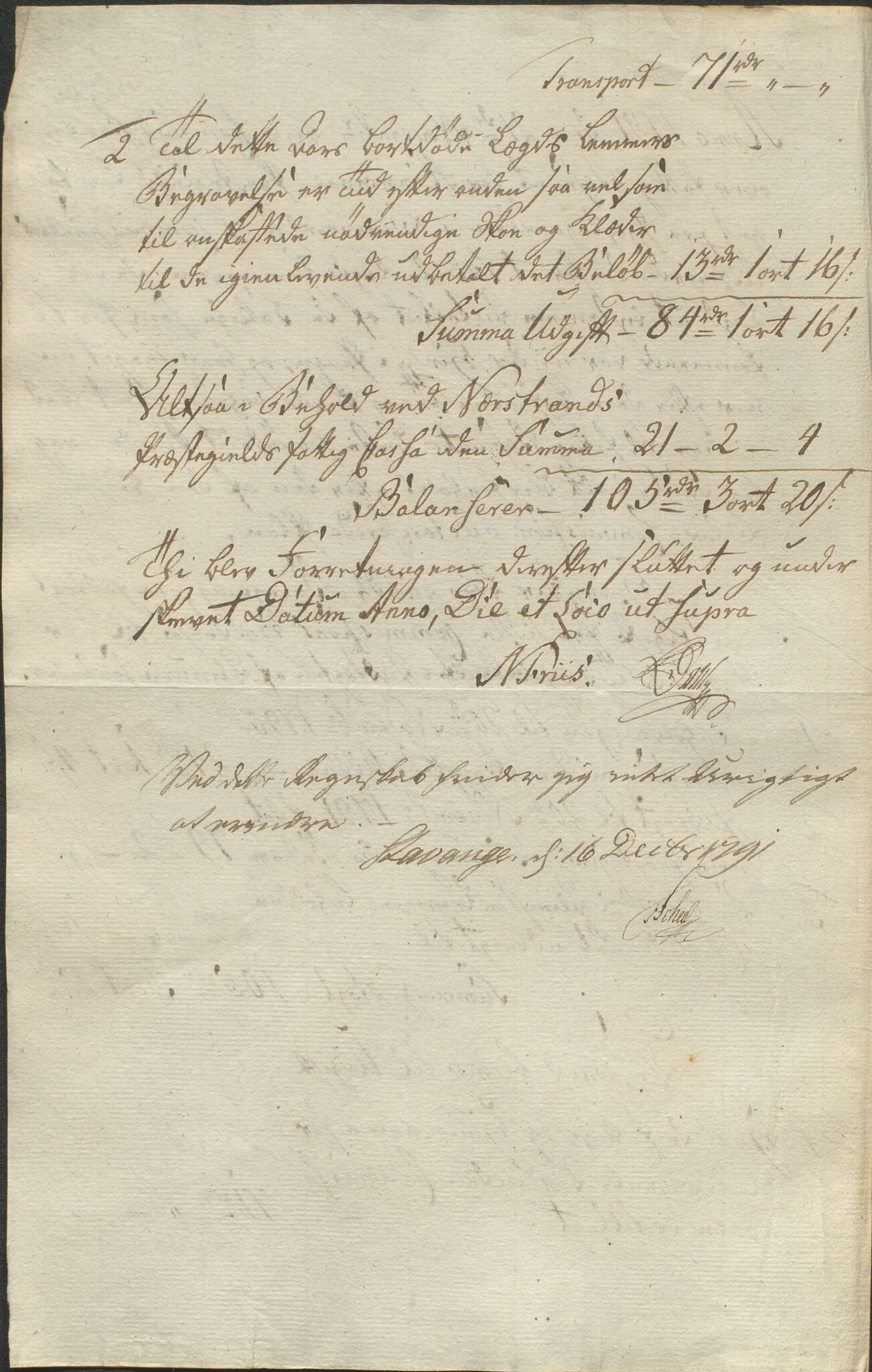 Biskopen i Kristiansand, AV/SAK-1113-0001/G/Gg/L0028/0001: C 156 - Fattigkasseregnskap for Ryfylke prosti / Fattigkasseregnskap for Nedstrand prestegjeld, 1787-1825, p. 27
