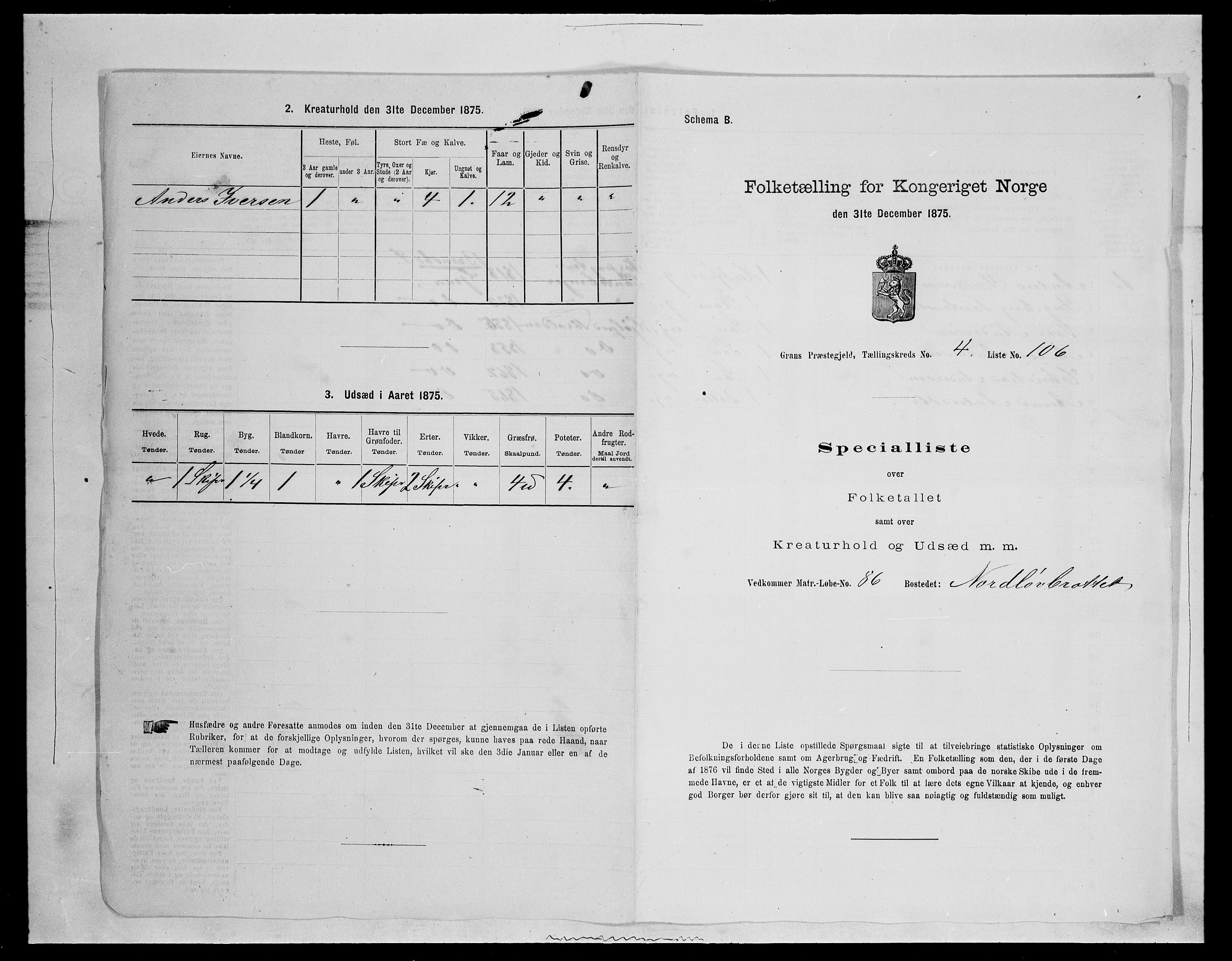 SAH, 1875 census for 0534P Gran, 1875, p. 760