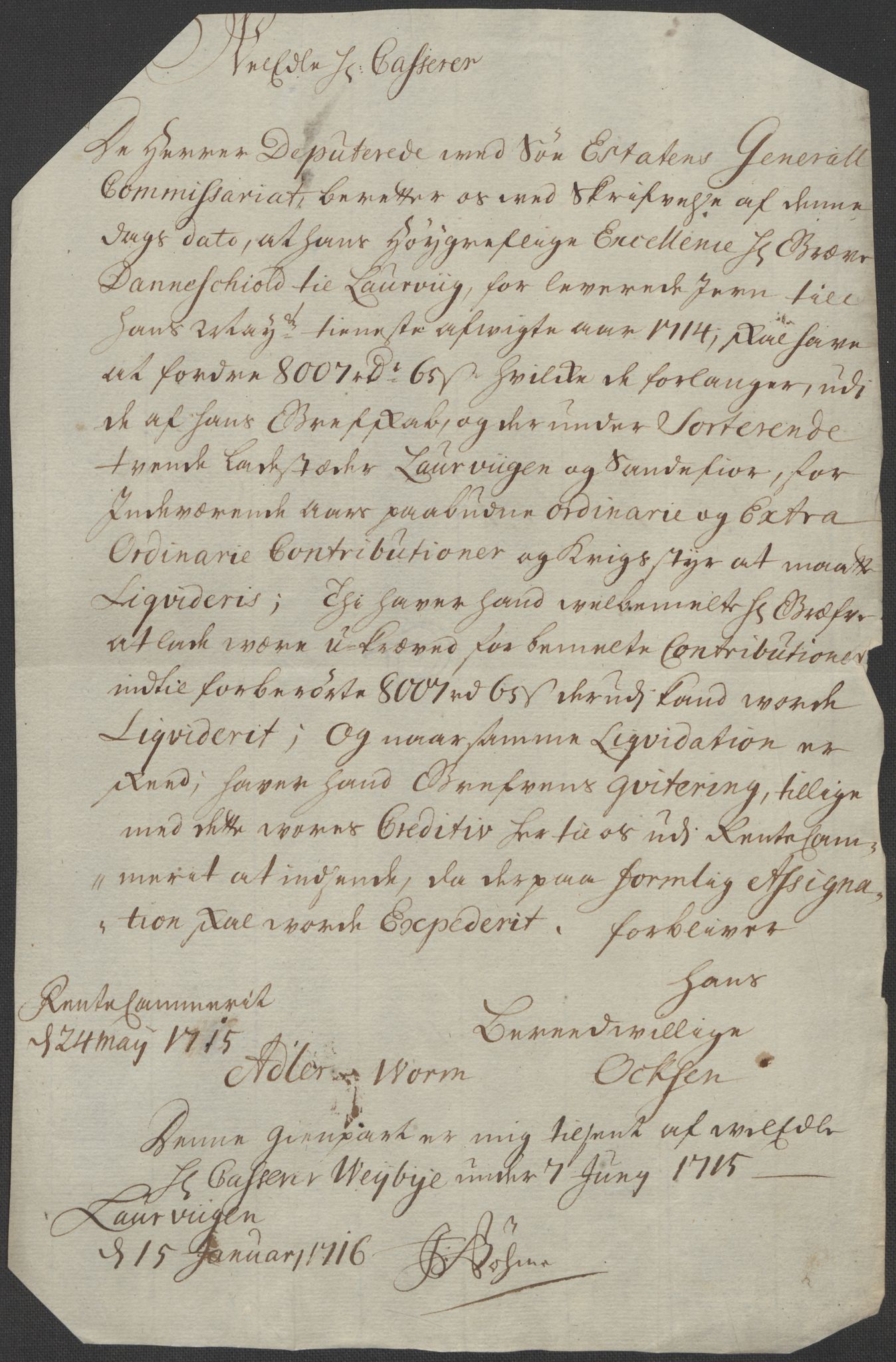 Rentekammeret inntil 1814, Reviderte regnskaper, Fogderegnskap, RA/EA-4092/R33/L1986: Fogderegnskap Larvik grevskap, 1714-1715, p. 561