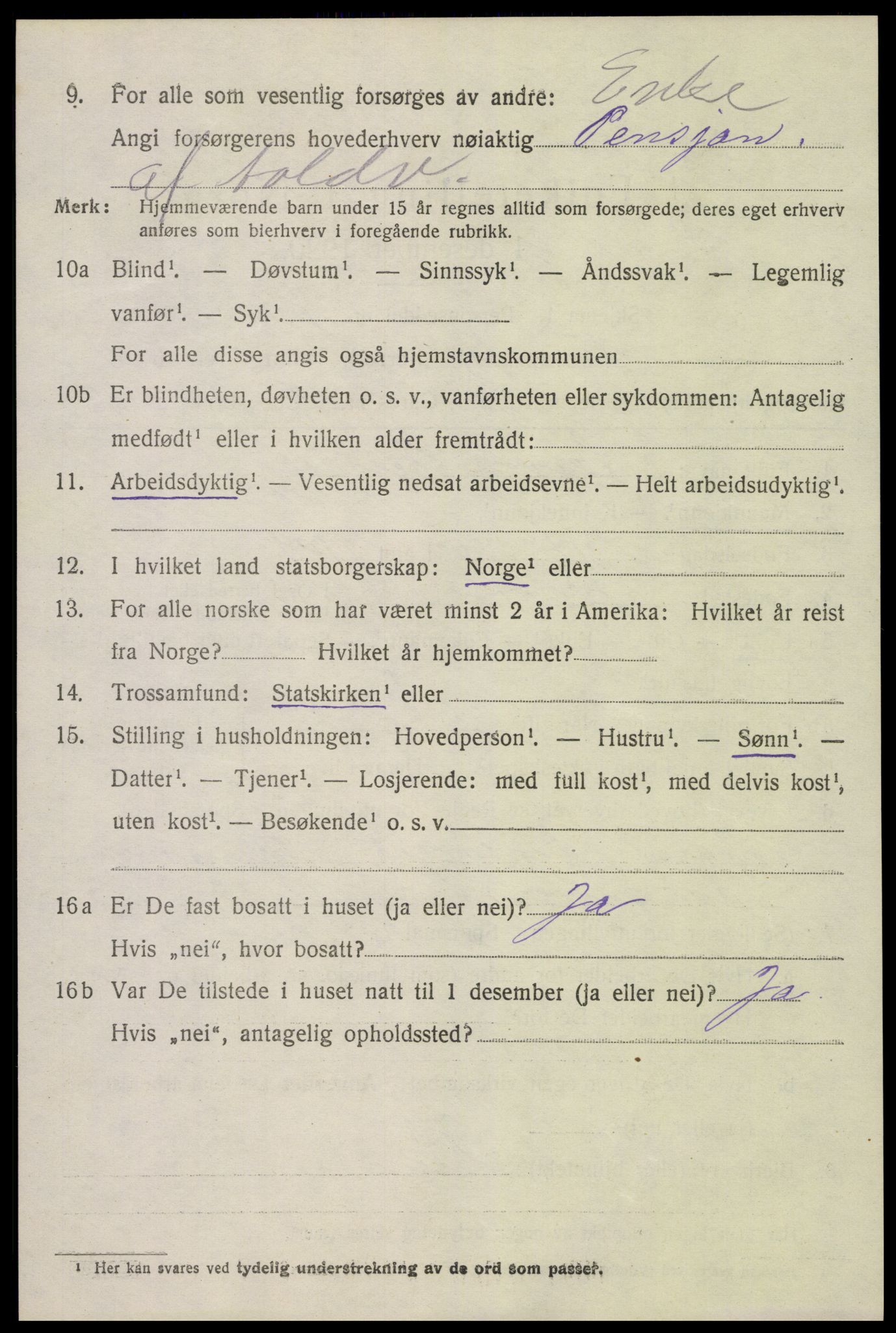 SAK, 1920 census for Tromøy, 1920, p. 1290
