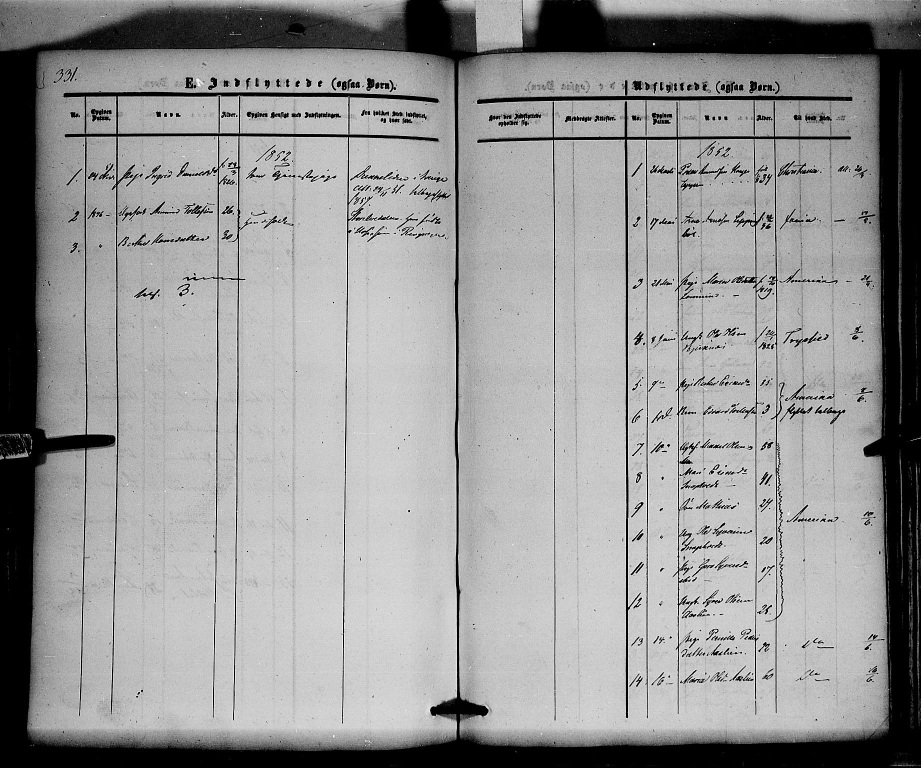 Hof prestekontor, SAH/PREST-038/H/Ha/Haa/L0008: Parish register (official) no. 8, 1849-1861, p. 331