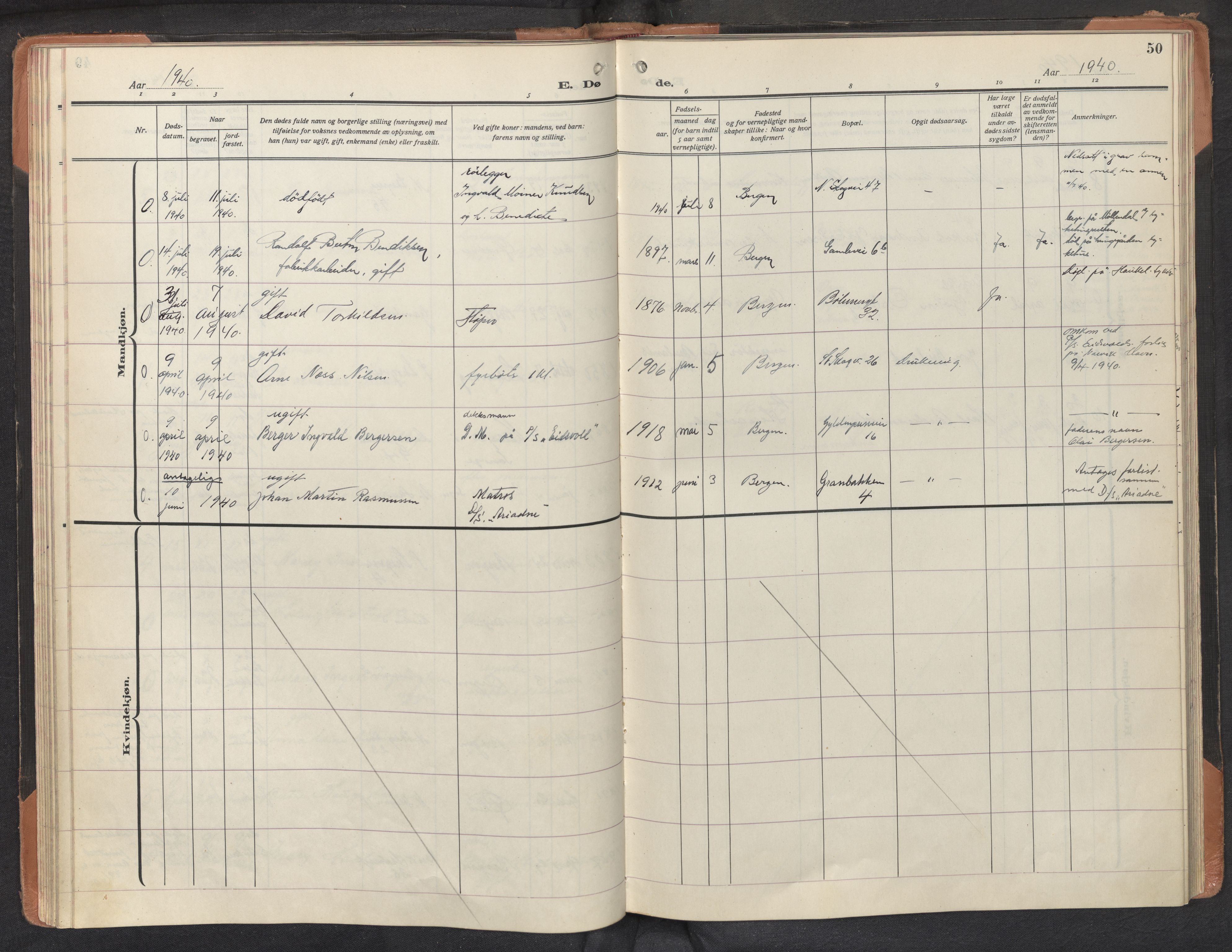 St. Markus sokneprestembete, AV/SAB-A-99935: Parish register (official) no. D 1, 1924-1958, p. 49b-50a