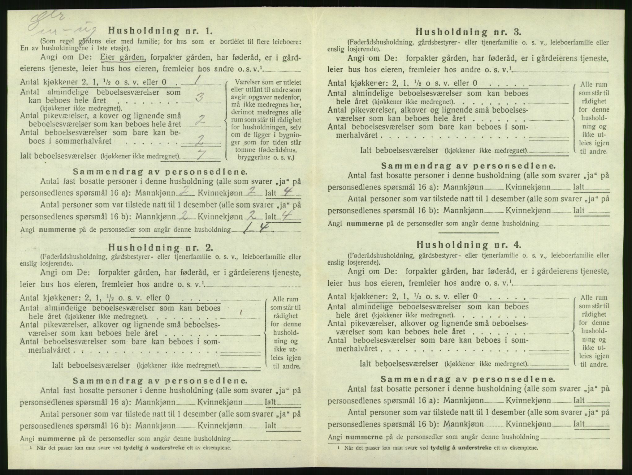 SAT, 1920 census for Nesna, 1920, p. 1180
