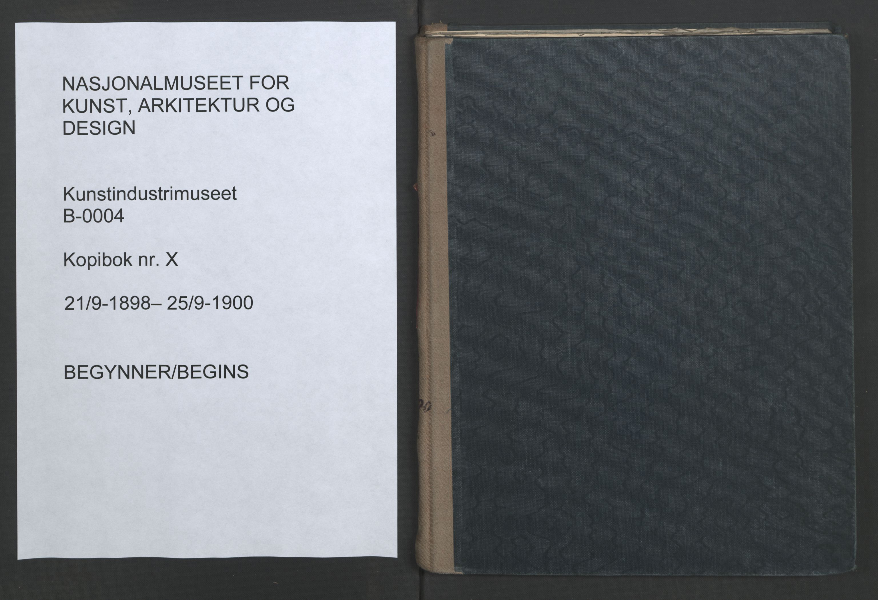 Kunstindustrimuseet i Oslo, NMFK/KIM-1001/B/L0004/0002: Kopibok / Kopibok X, 1898-1900, p. 1