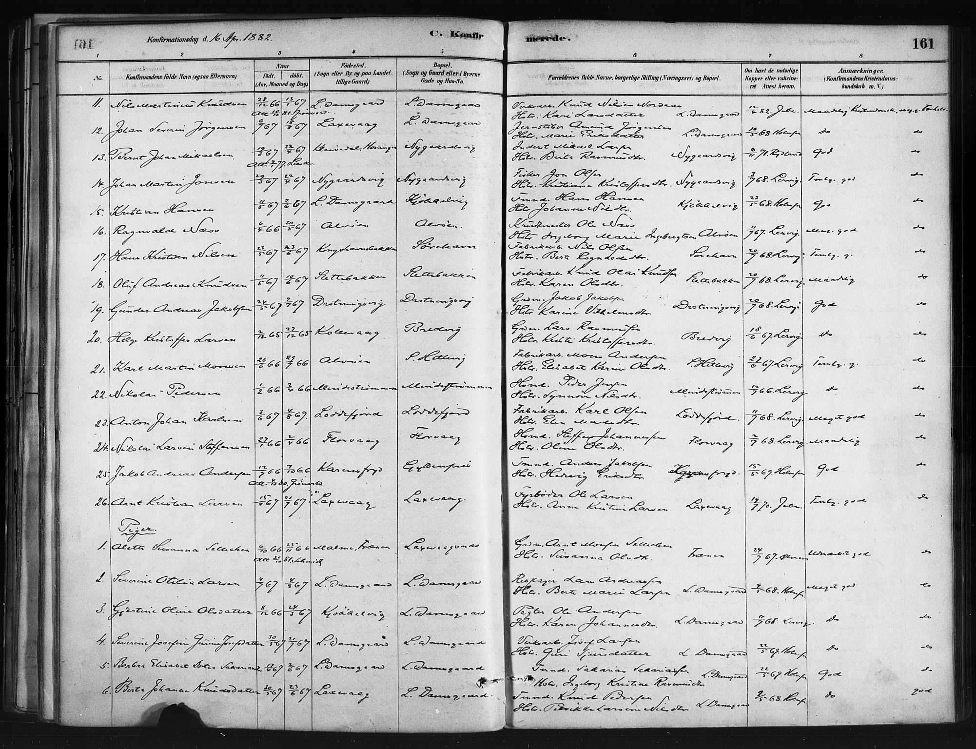 Askøy Sokneprestembete, AV/SAB-A-74101/H/Ha/Haa/Haae/L0002: Parish register (official) no. E 2, 1878-1891, p. 161