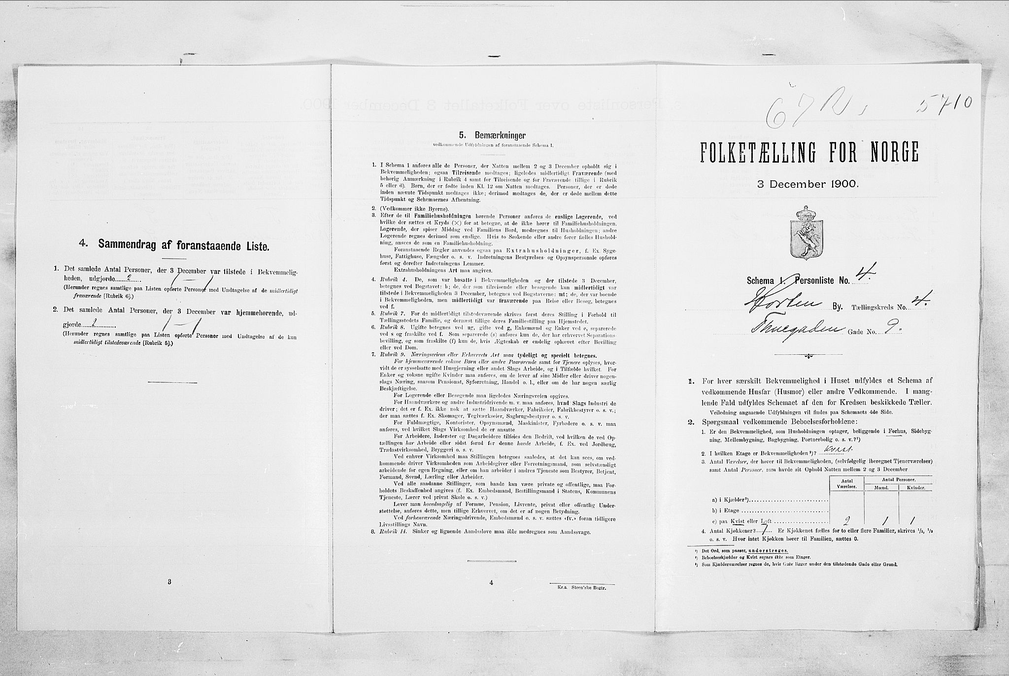 RA, 1900 census for Horten, 1900, p. 5356