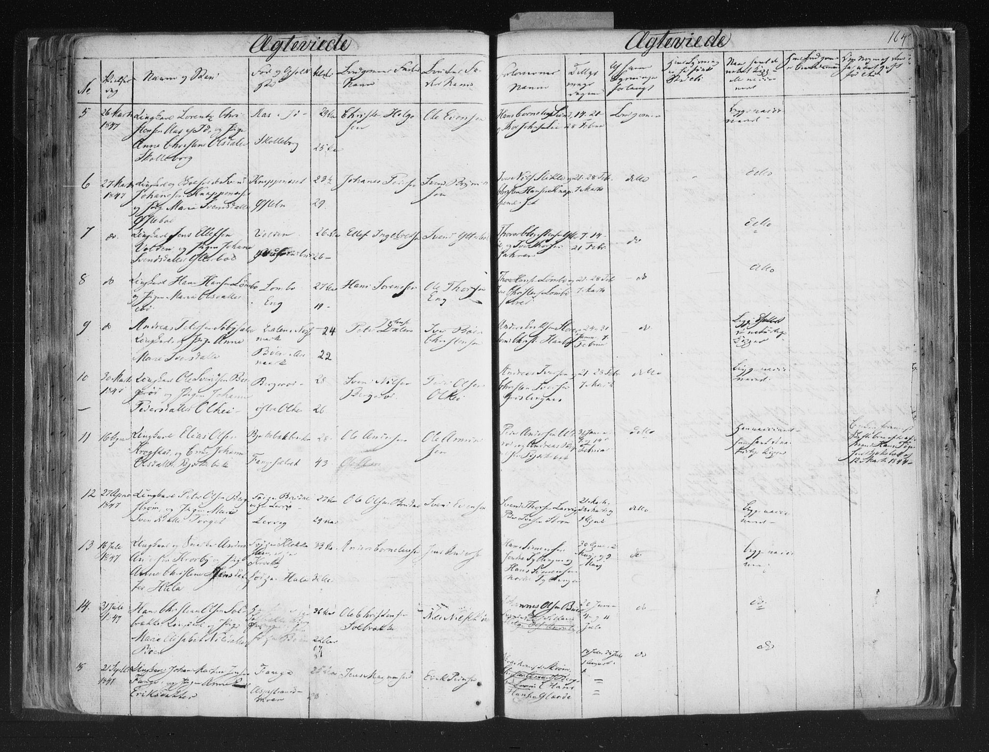 Aremark prestekontor Kirkebøker, AV/SAO-A-10899/F/Fc/L0002: Parish register (official) no. III 2, 1834-1849, p. 164