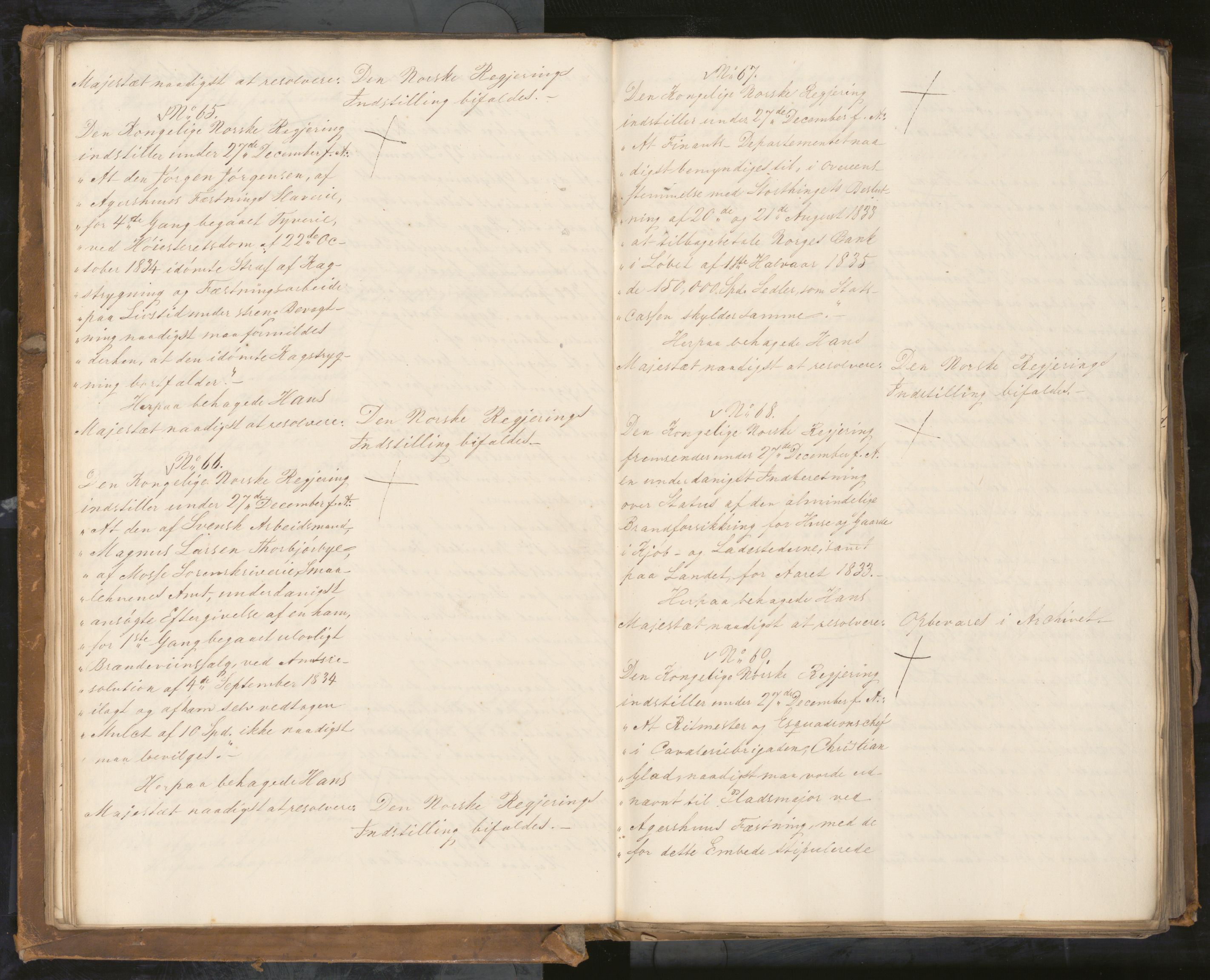 Statsrådssekretariatet, AV/RA-S-1001/A/Ab/L0040: Kgl. res. nr. 1-568, 1. halvår, 1835