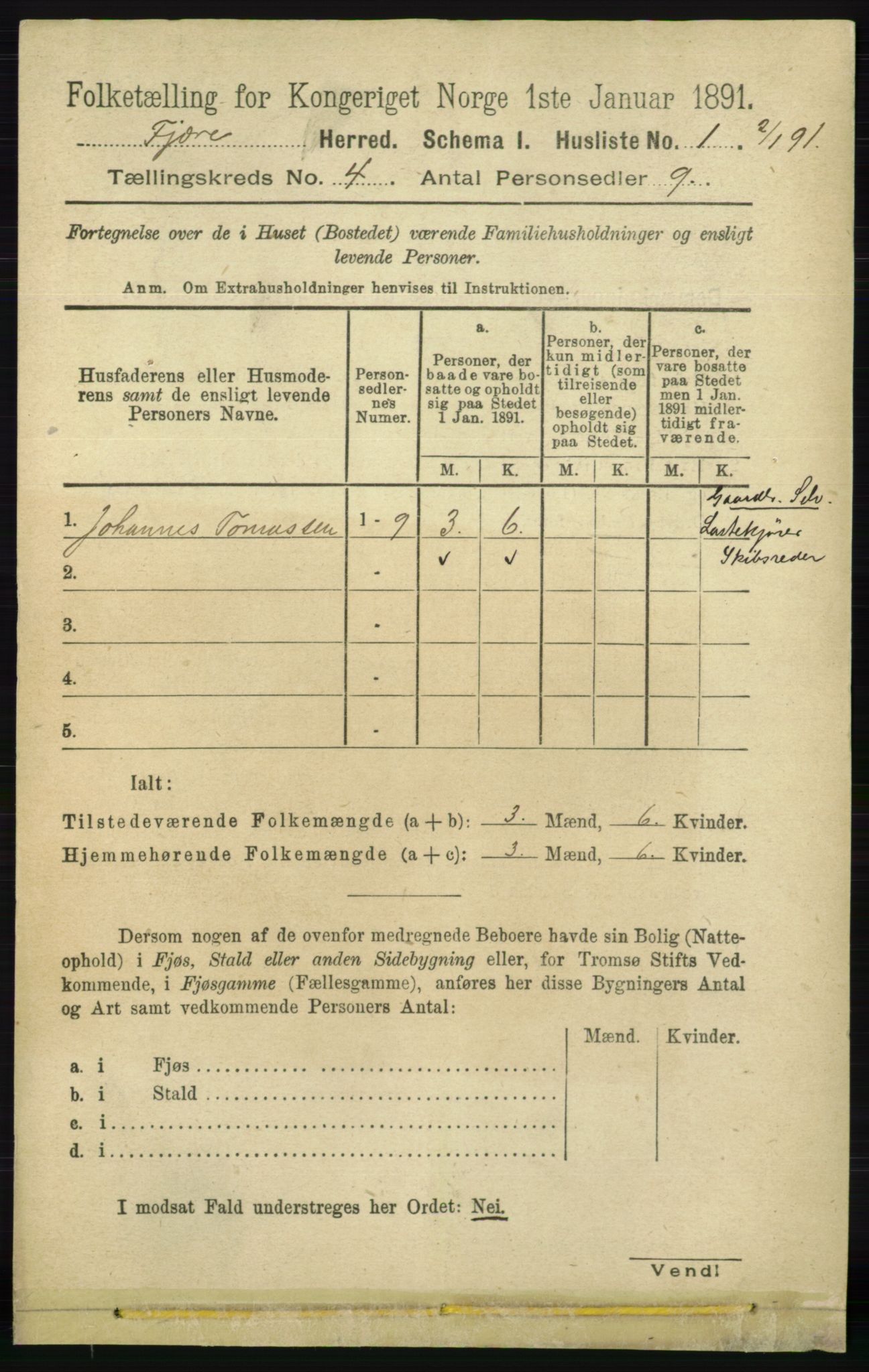 RA, 1891 census for 0923 Fjære, 1891, p. 1791