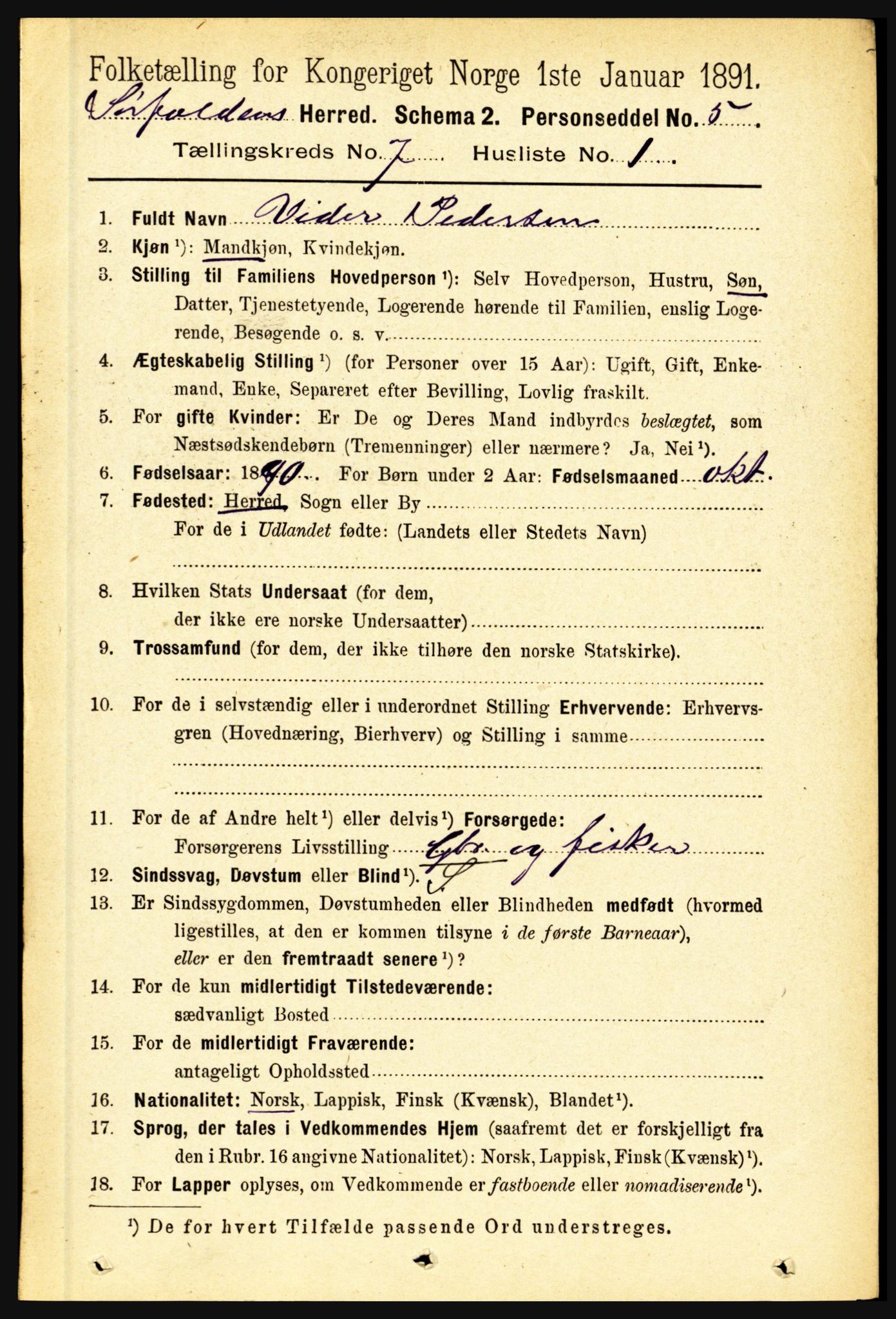 RA, 1891 census for 1845 Sørfold, 1891, p. 2202