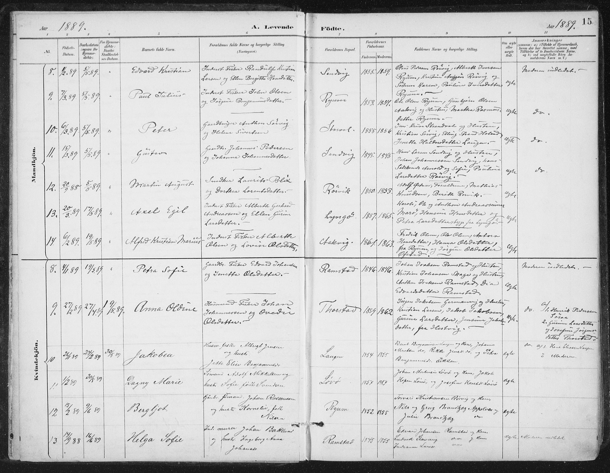 Ministerialprotokoller, klokkerbøker og fødselsregistre - Nord-Trøndelag, SAT/A-1458/784/L0673: Parish register (official) no. 784A08, 1888-1899, p. 15