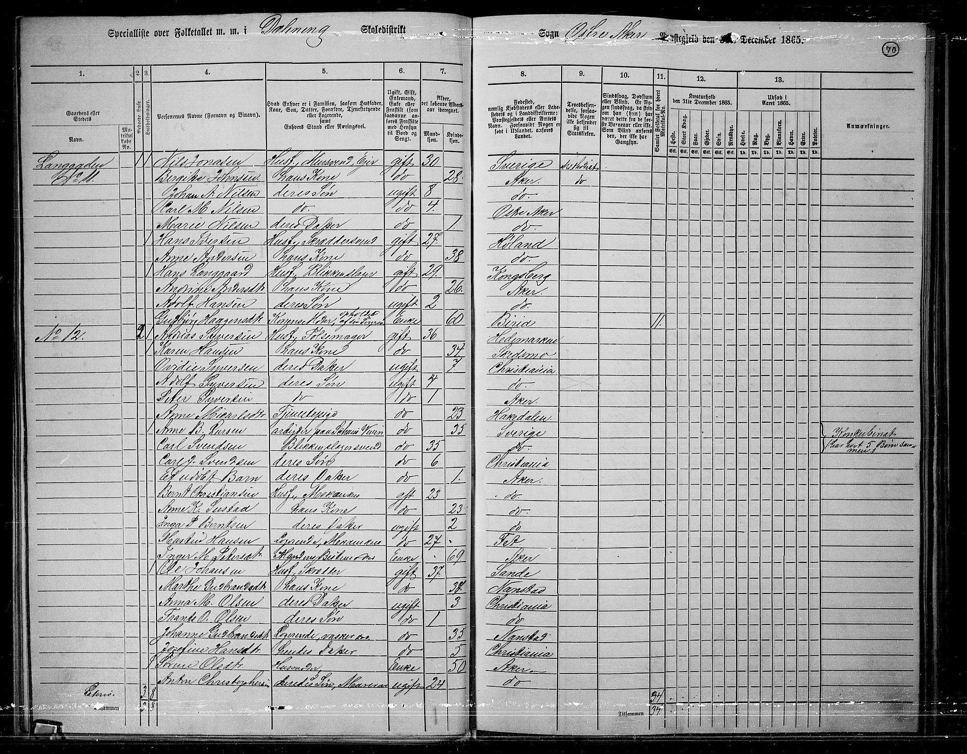 RA, 1865 census for Østre Aker, 1865, p. 67