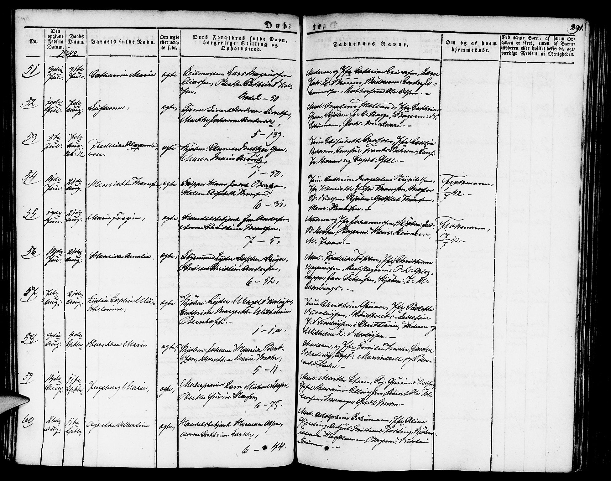 Nykirken Sokneprestembete, AV/SAB-A-77101/H/Haa/L0012: Parish register (official) no. A 12, 1821-1844, p. 291