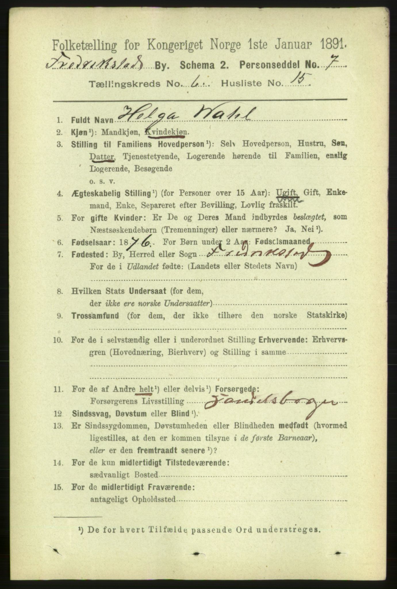 RA, 1891 census for 0103 Fredrikstad, 1891, p. 7789