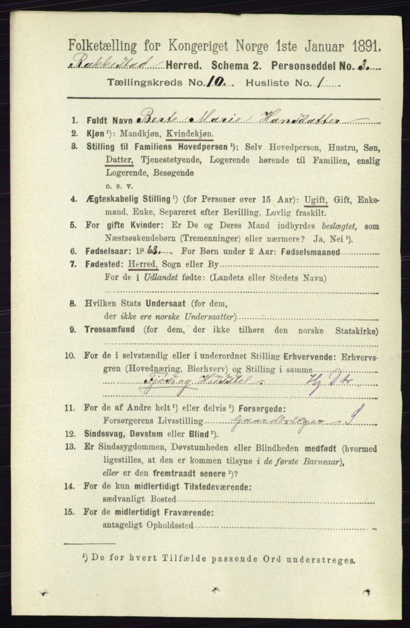 RA, 1891 census for 0128 Rakkestad, 1891, p. 4443