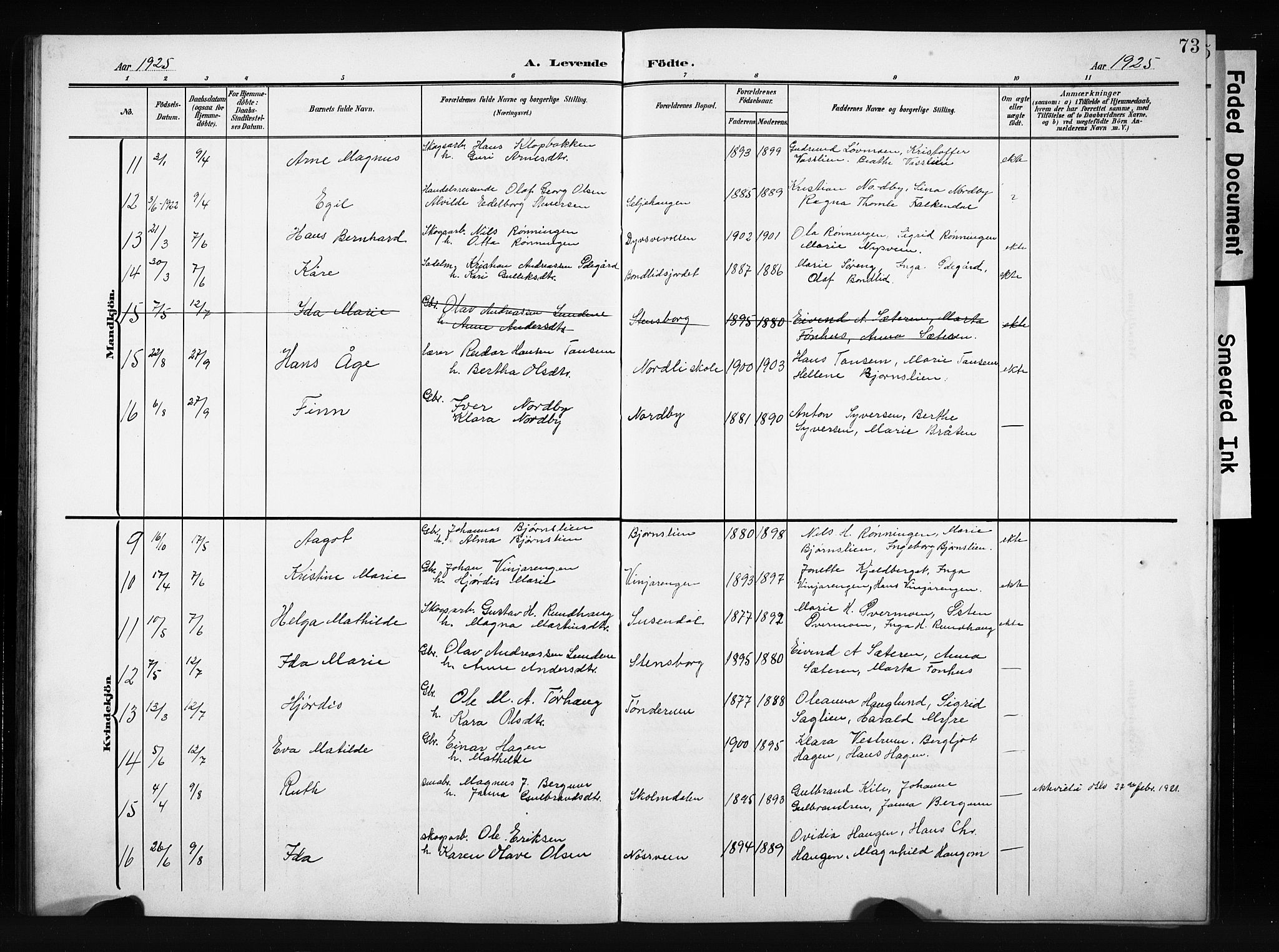 Nordre Land prestekontor, AV/SAH-PREST-124/H/Ha/Hab/L0006: Parish register (copy) no. 6, 1905-1929, p. 73