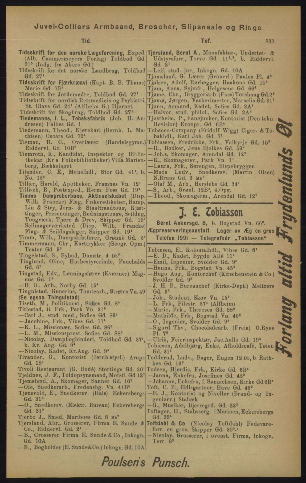 Kristiania/Oslo adressebok, PUBL/-, 1905, p. 837