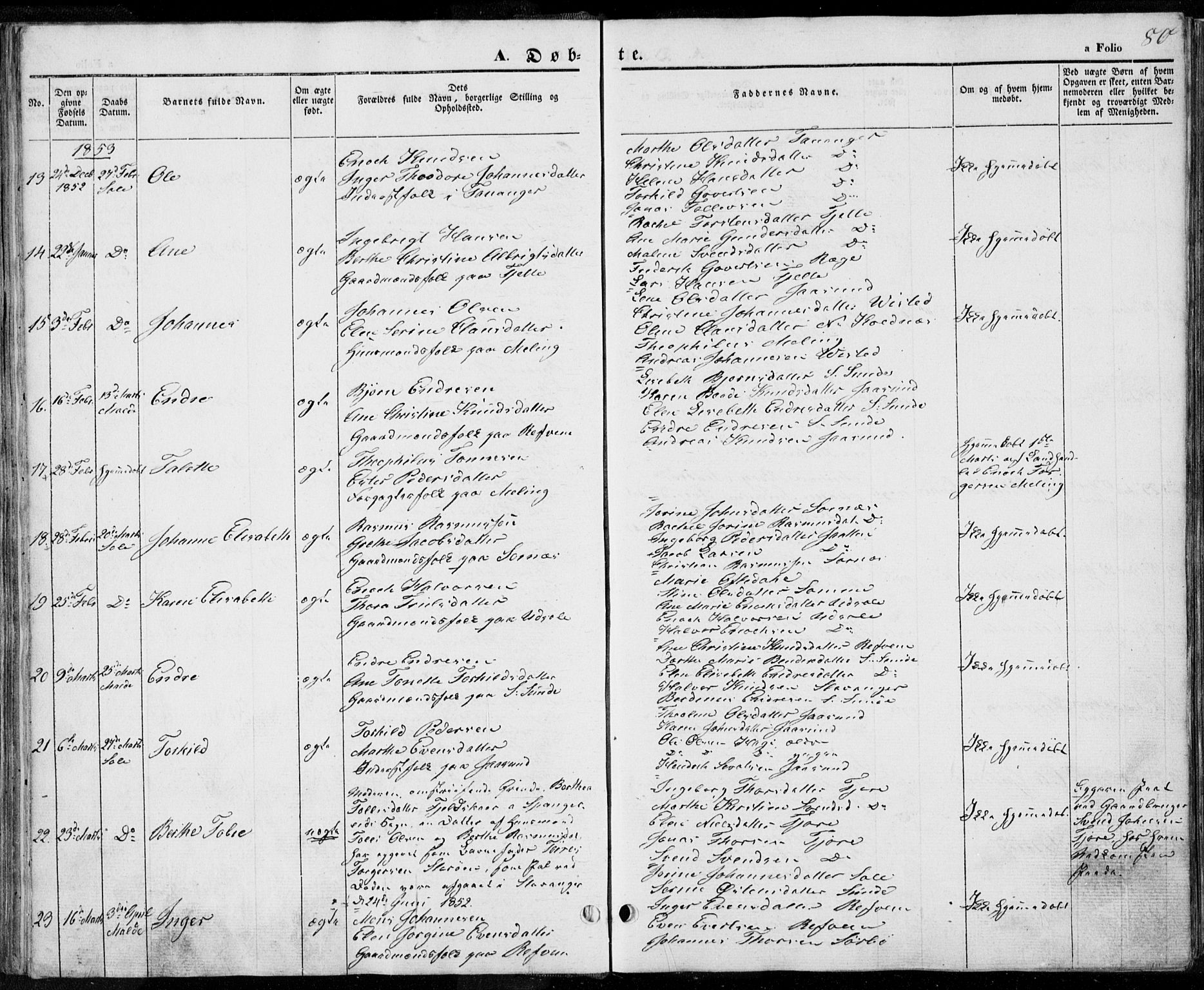 Håland sokneprestkontor, AV/SAST-A-101802/001/30BA/L0006: Parish register (official) no. A 6, 1842-1853, p. 80