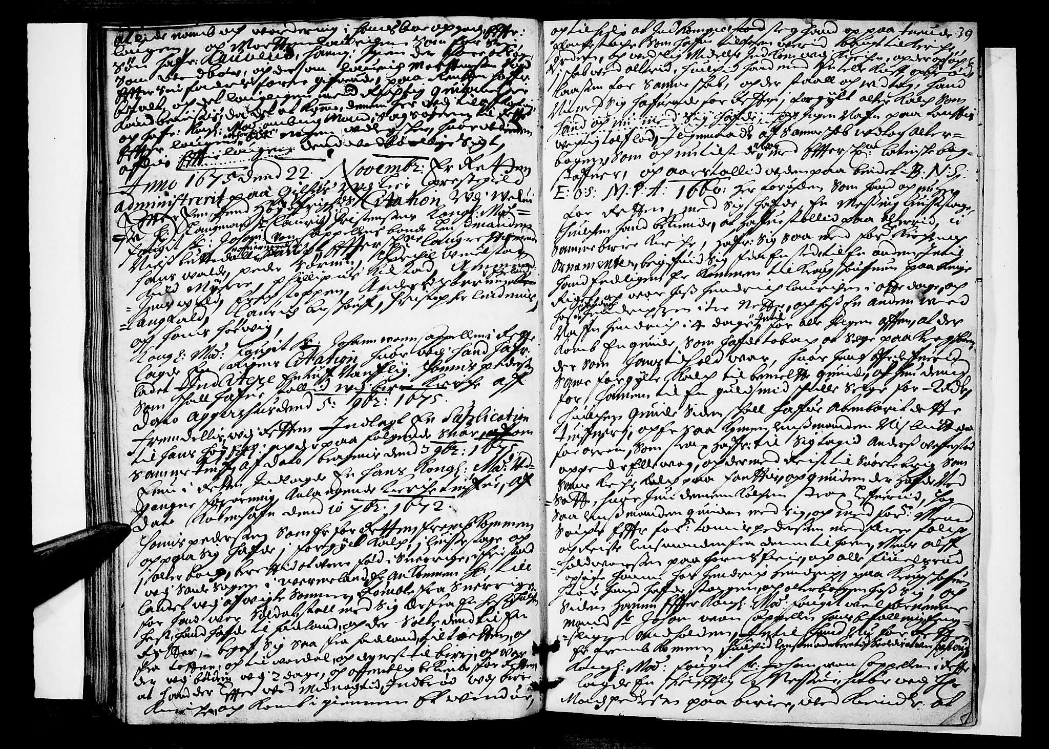 Lier, Røyken og Hurum sorenskriveri, AV/SAKO-A-89/F/Fa/L0016: Tingbok, 1675, p. 39