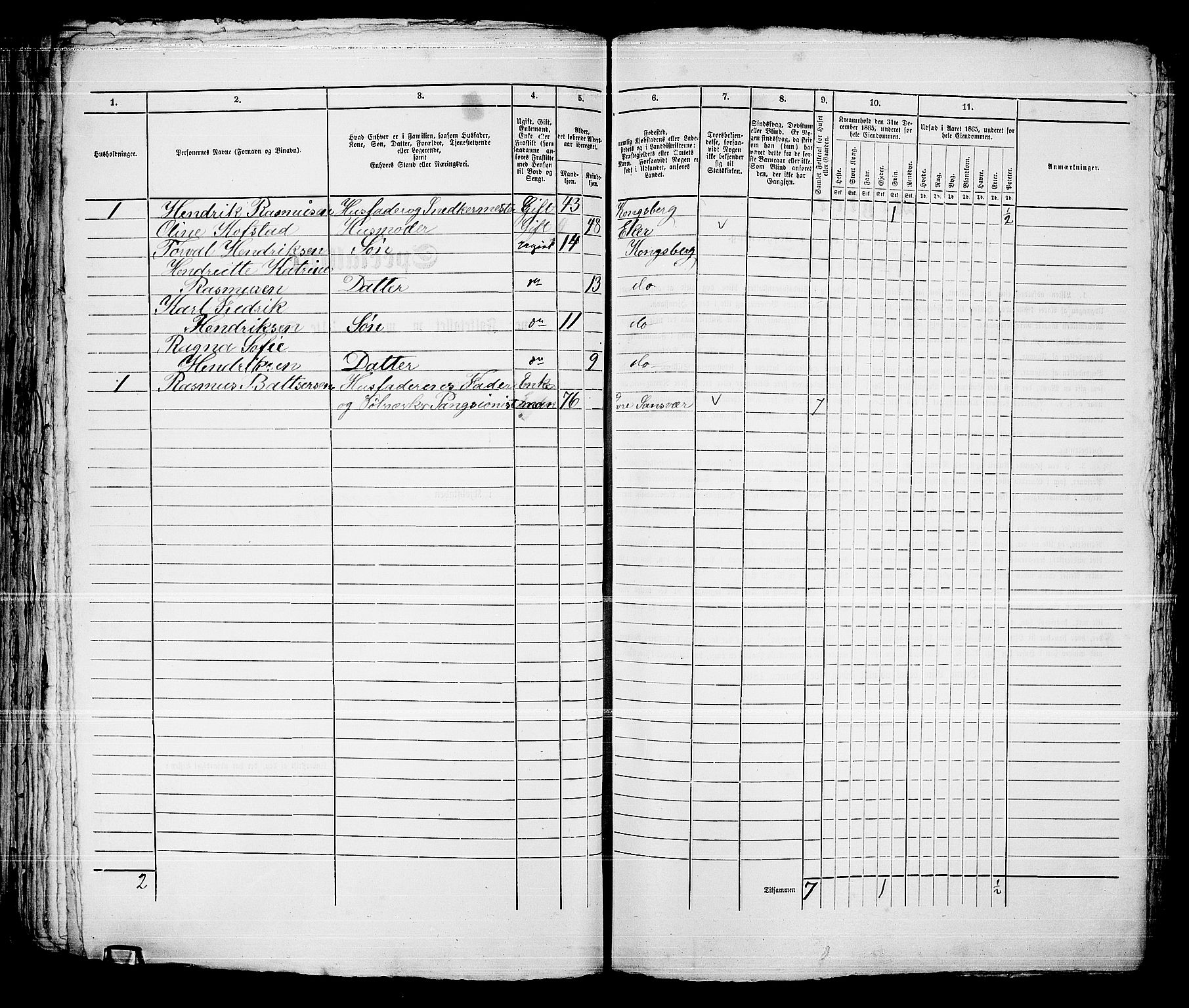 RA, 1865 census for Kongsberg/Kongsberg, 1865, p. 1143