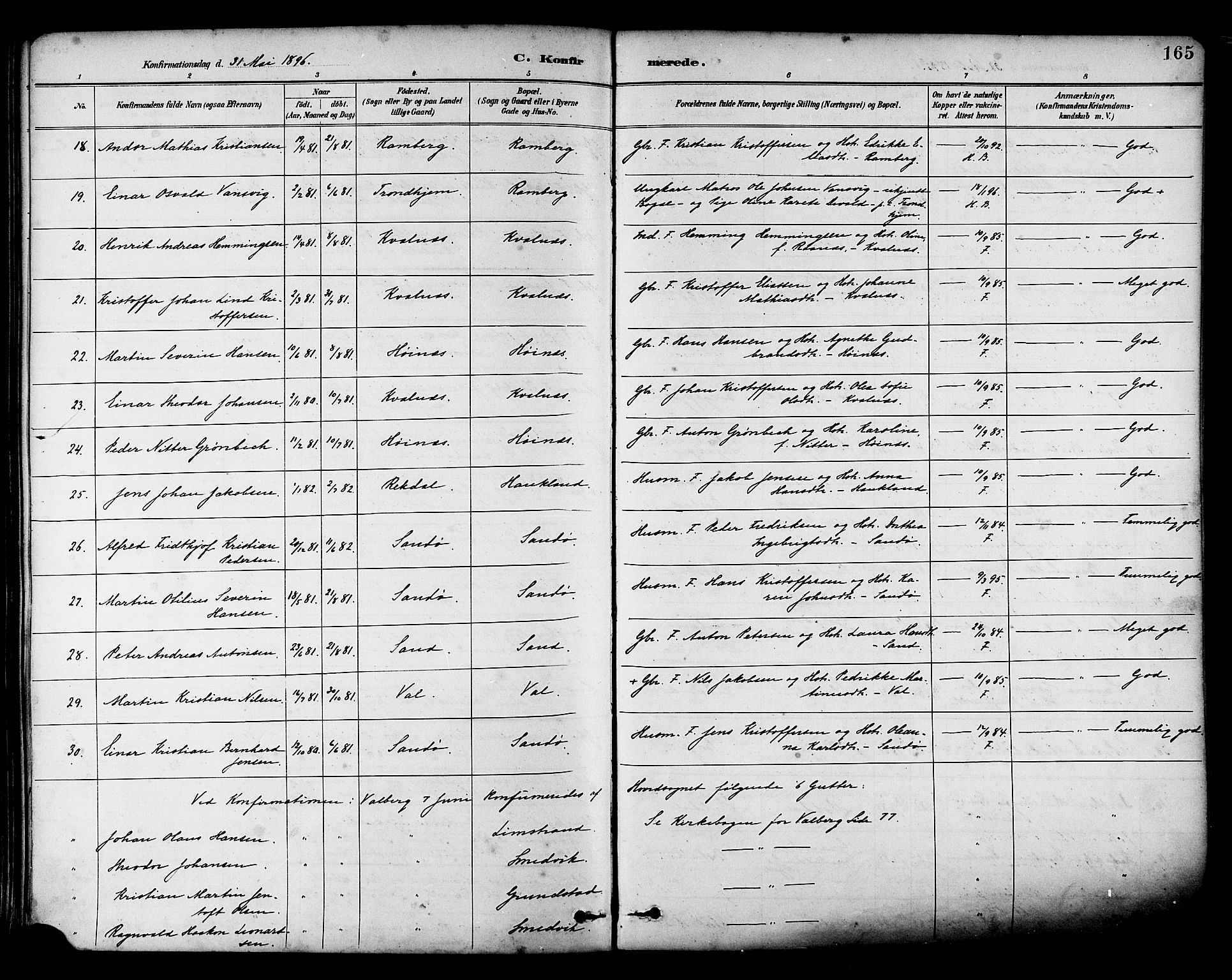 Ministerialprotokoller, klokkerbøker og fødselsregistre - Nordland, AV/SAT-A-1459/880/L1133: Parish register (official) no. 880A07, 1888-1898, p. 165