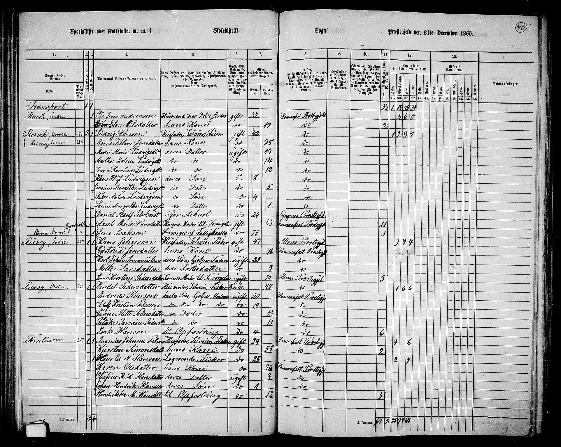 RA, 1865 census for Hammerfest/Hammerfest, 1865, p. 62