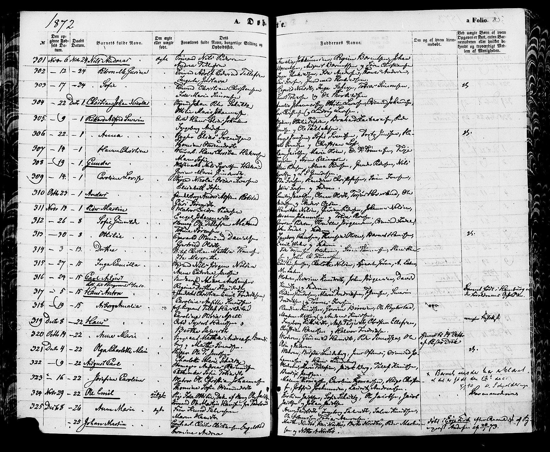 Kristiansand domprosti, AV/SAK-1112-0006/F/Fa/L0015: Parish register (official) no. A 15, 1867-1880, p. 85