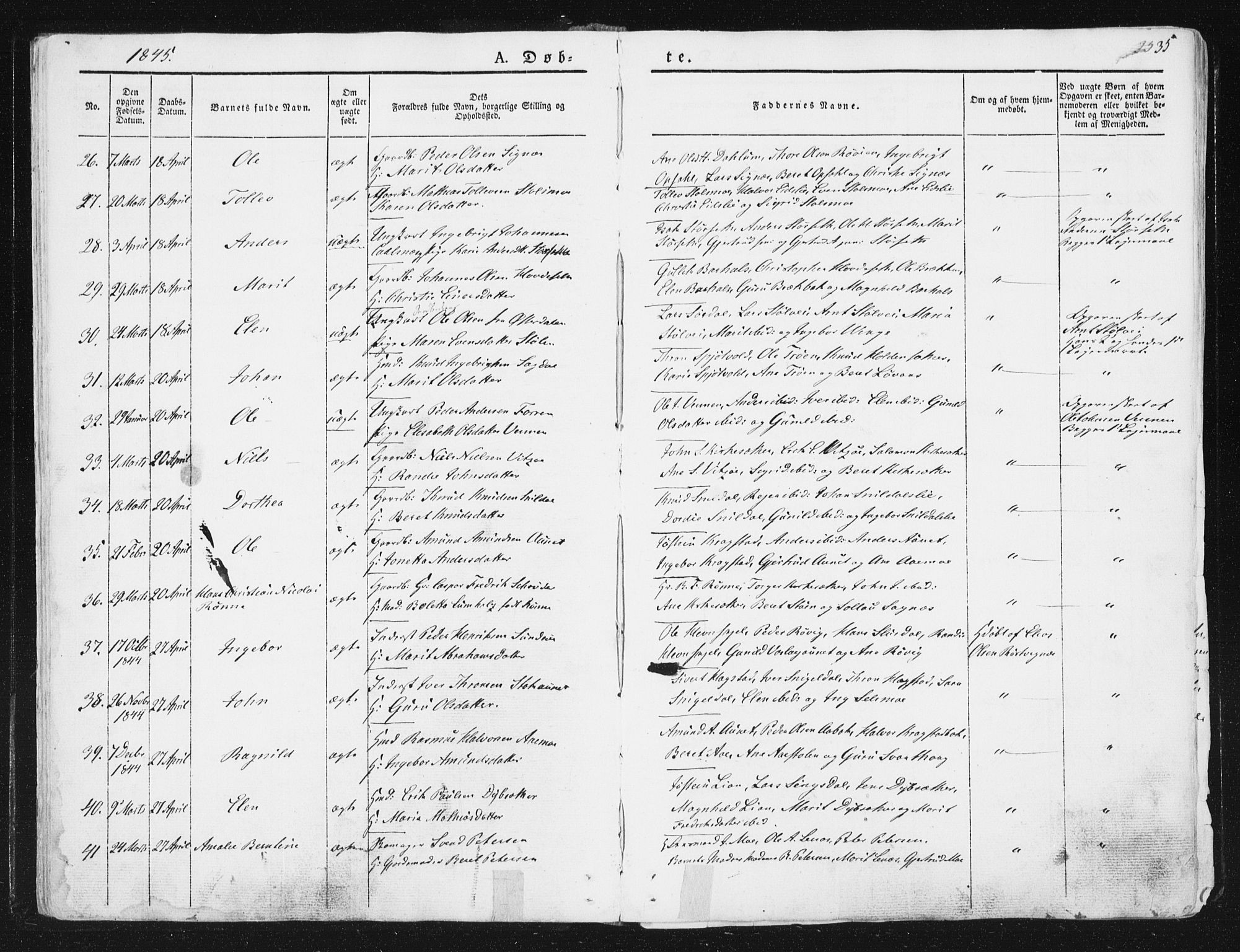 Ministerialprotokoller, klokkerbøker og fødselsregistre - Sør-Trøndelag, AV/SAT-A-1456/630/L0493: Parish register (official) no. 630A06, 1841-1851, p. 35