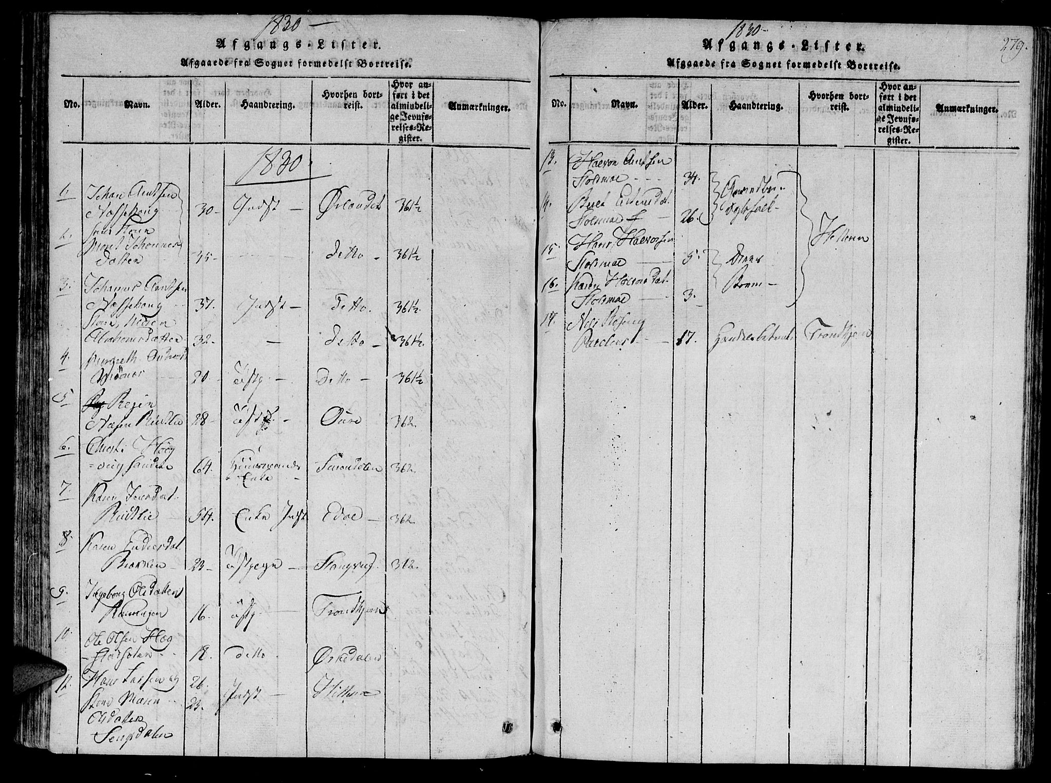 Ministerialprotokoller, klokkerbøker og fødselsregistre - Sør-Trøndelag, SAT/A-1456/630/L0491: Parish register (official) no. 630A04, 1818-1830, p. 279