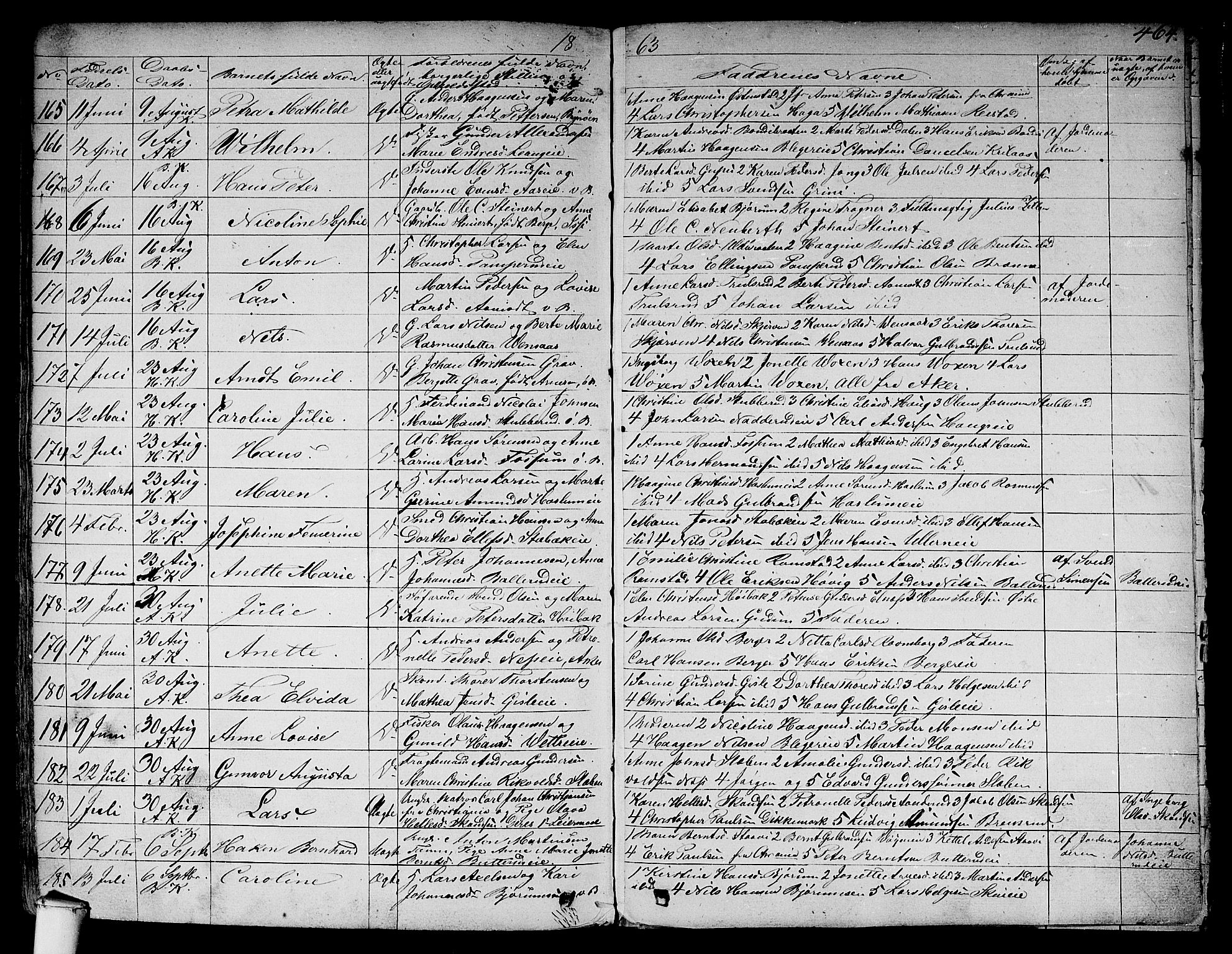 Asker prestekontor Kirkebøker, SAO/A-10256a/F/Fa/L0007: Parish register (official) no. I 7, 1825-1864, p. 464