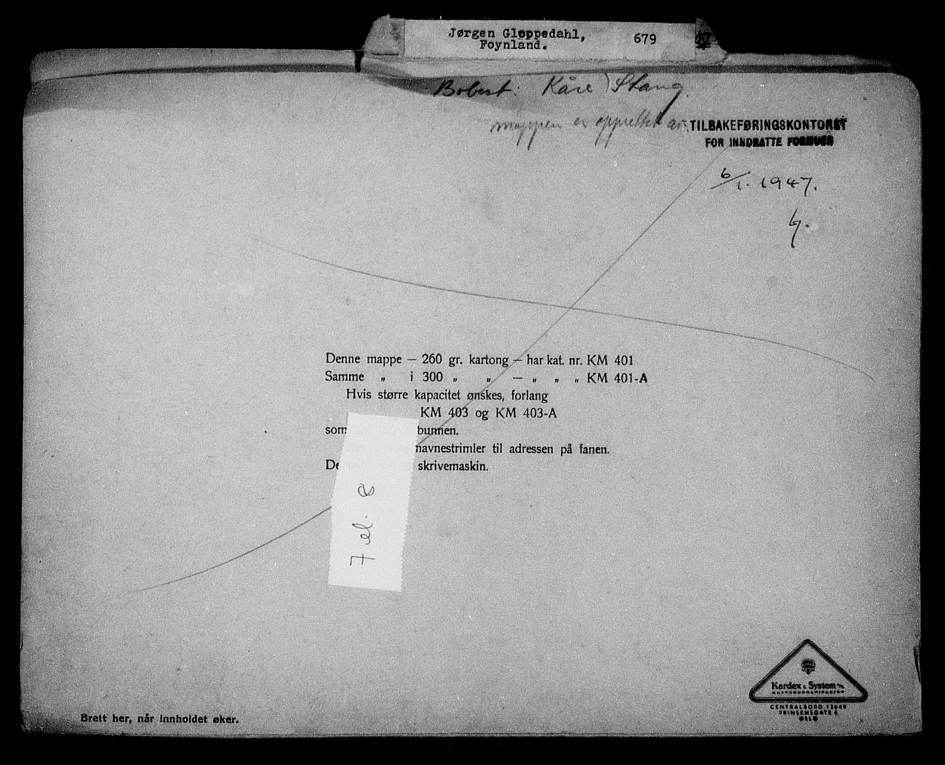 Justisdepartementet, Tilbakeføringskontoret for inndratte formuer, AV/RA-S-1564/H/Hc/Hcd/L0995: --, 1945-1947, p. 779