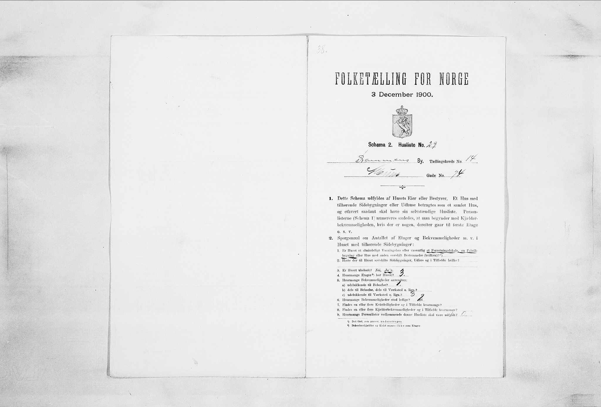 RA, 1900 census for Drammen, 1900, p. 2740