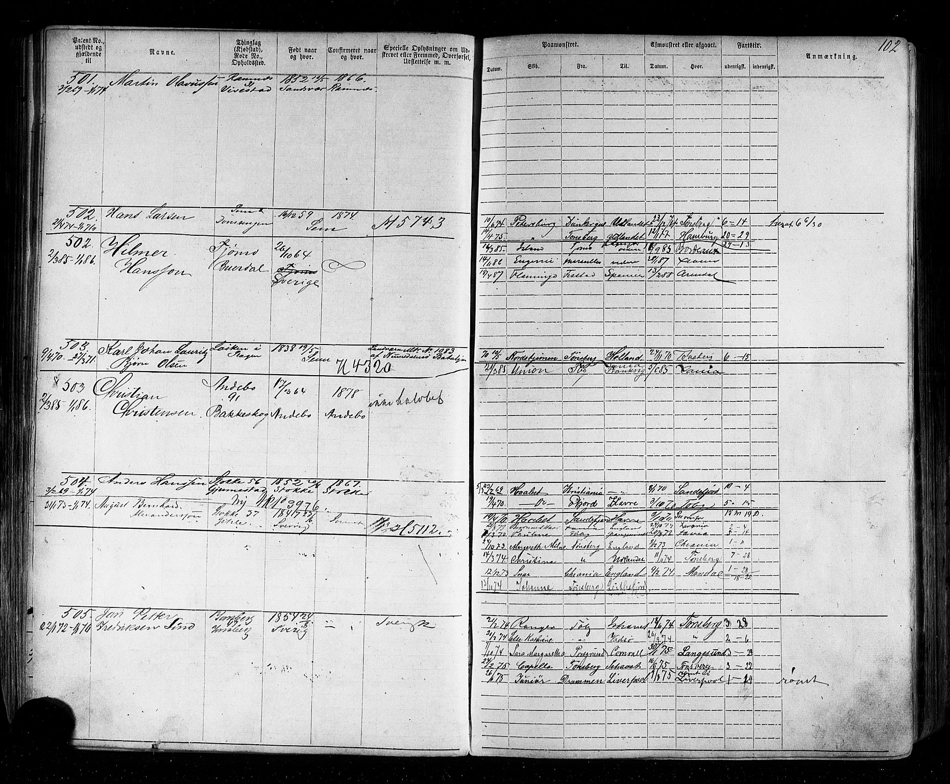 Tønsberg innrulleringskontor, AV/SAKO-A-786/F/Fb/L0002: Annotasjonsrulle Patent nr. 1-2635, 1869-1877, p. 118