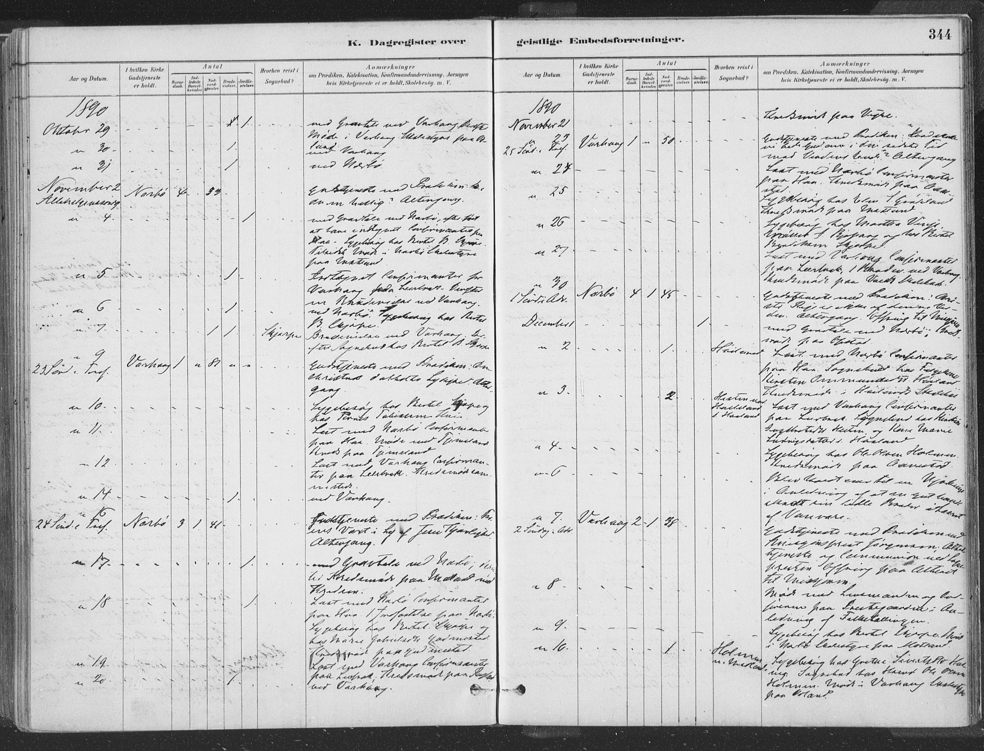 Hå sokneprestkontor, SAST/A-101801/001/30BA/L0010: Parish register (official) no. A 9, 1879-1896, p. 344