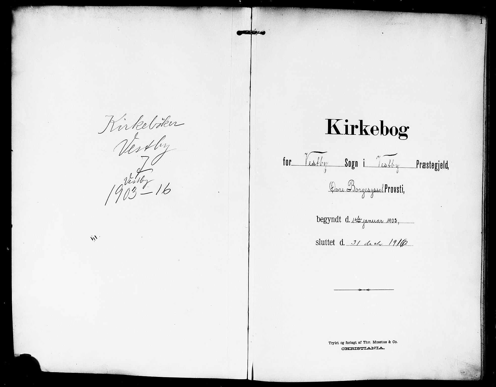 Vestby prestekontor Kirkebøker, SAO/A-10893/G/Ga/L0002: Parish register (copy) no. I 2, 1903-1916, p. 1