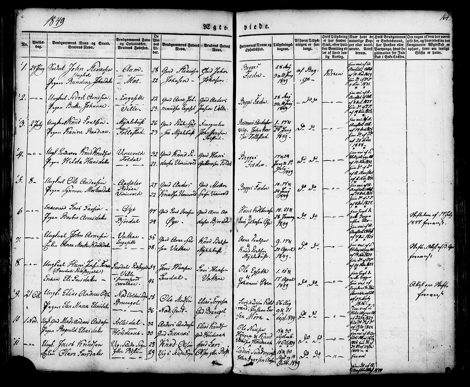 Ministerialprotokoller, klokkerbøker og fødselsregistre - Møre og Romsdal, AV/SAT-A-1454/513/L0174: Parish register (official) no. 513A01, 1831-1855, p. 164