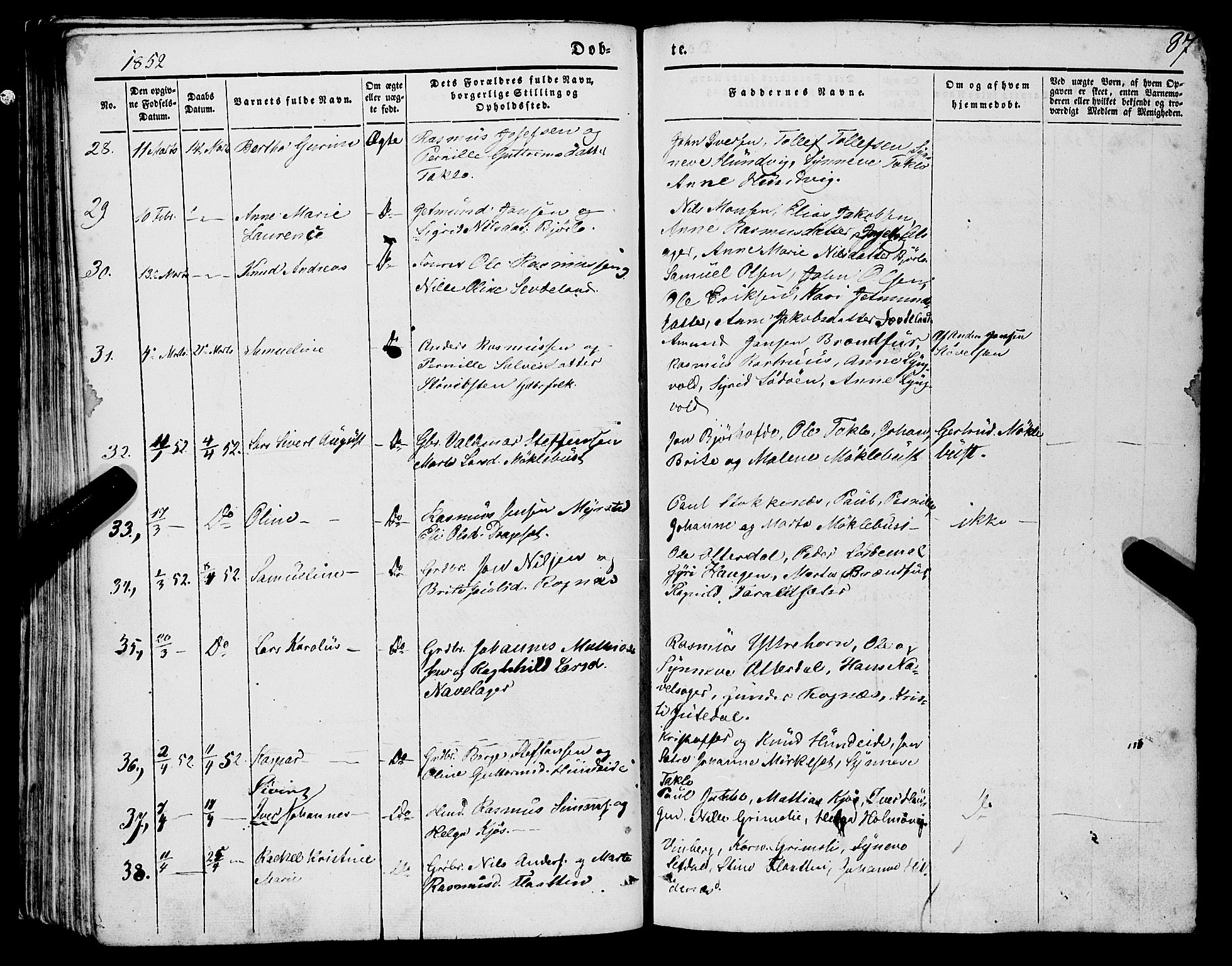 Eid sokneprestembete, AV/SAB-A-82301/H/Haa/Haaa/L0007: Parish register (official) no. A 7, 1844-1858, p. 87