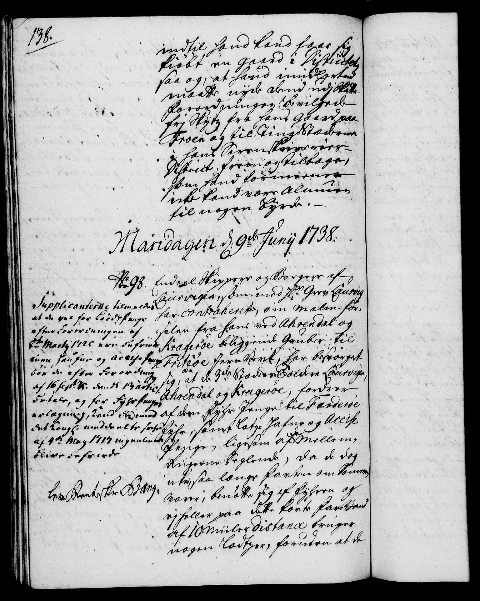 Rentekammeret, Kammerkanselliet, RA/EA-3111/G/Gh/Gha/L0020: Norsk ekstraktmemorialprotokoll (merket RK 53.65), 1738-1739, p. 138