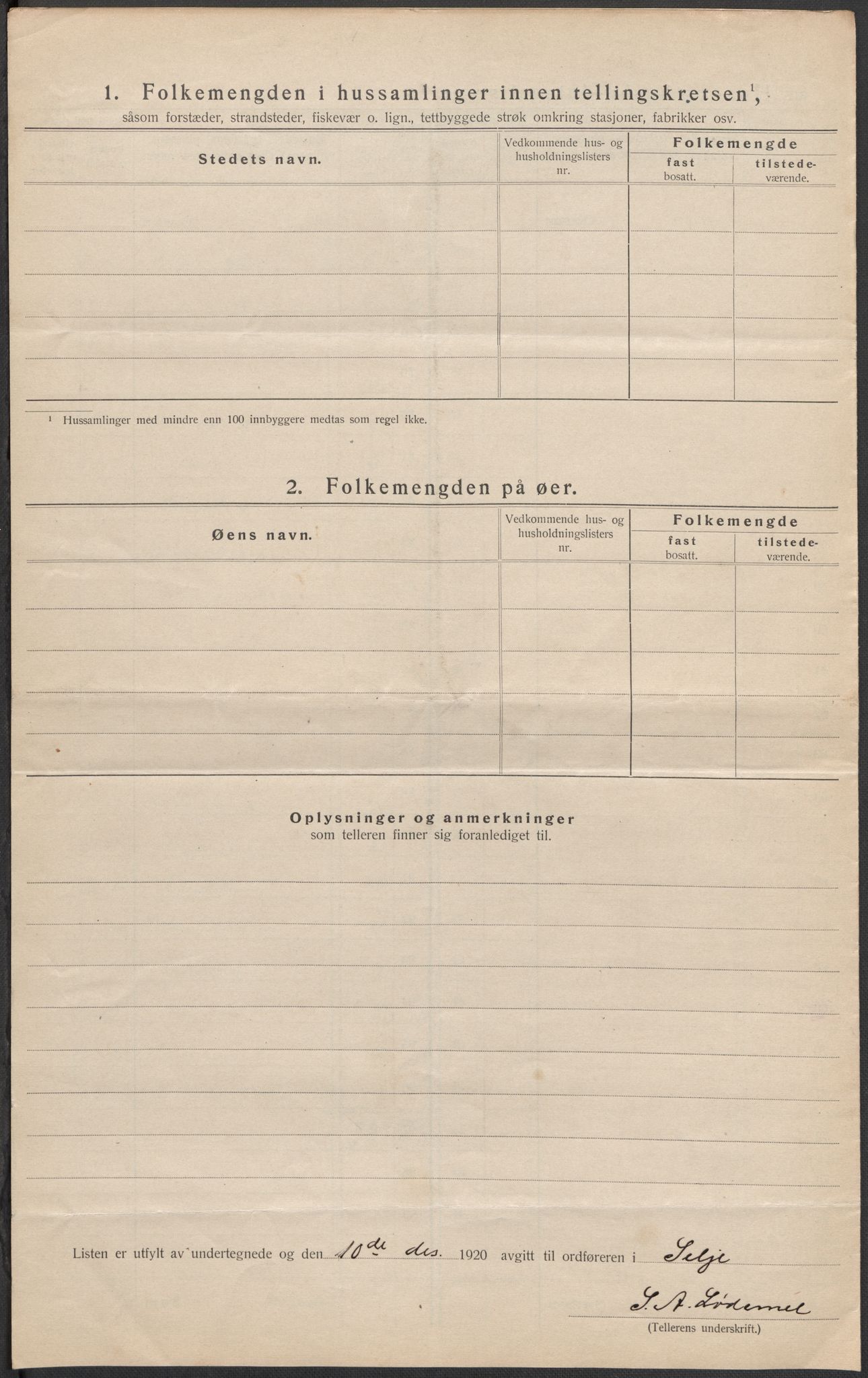 SAB, 1920 census for Selje, 1920, p. 42