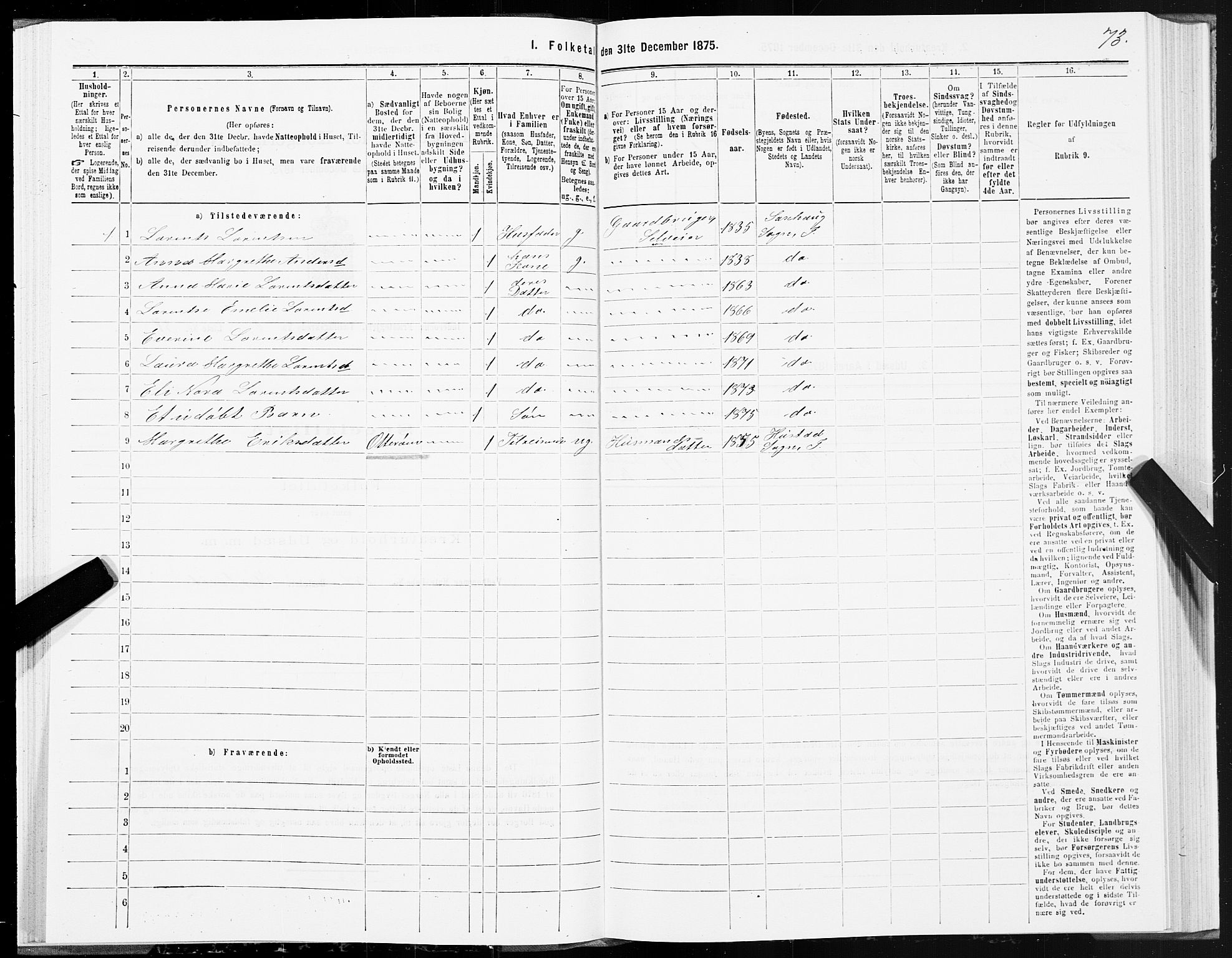 SAT, 1875 census for 1729P Inderøy, 1875, p. 4073