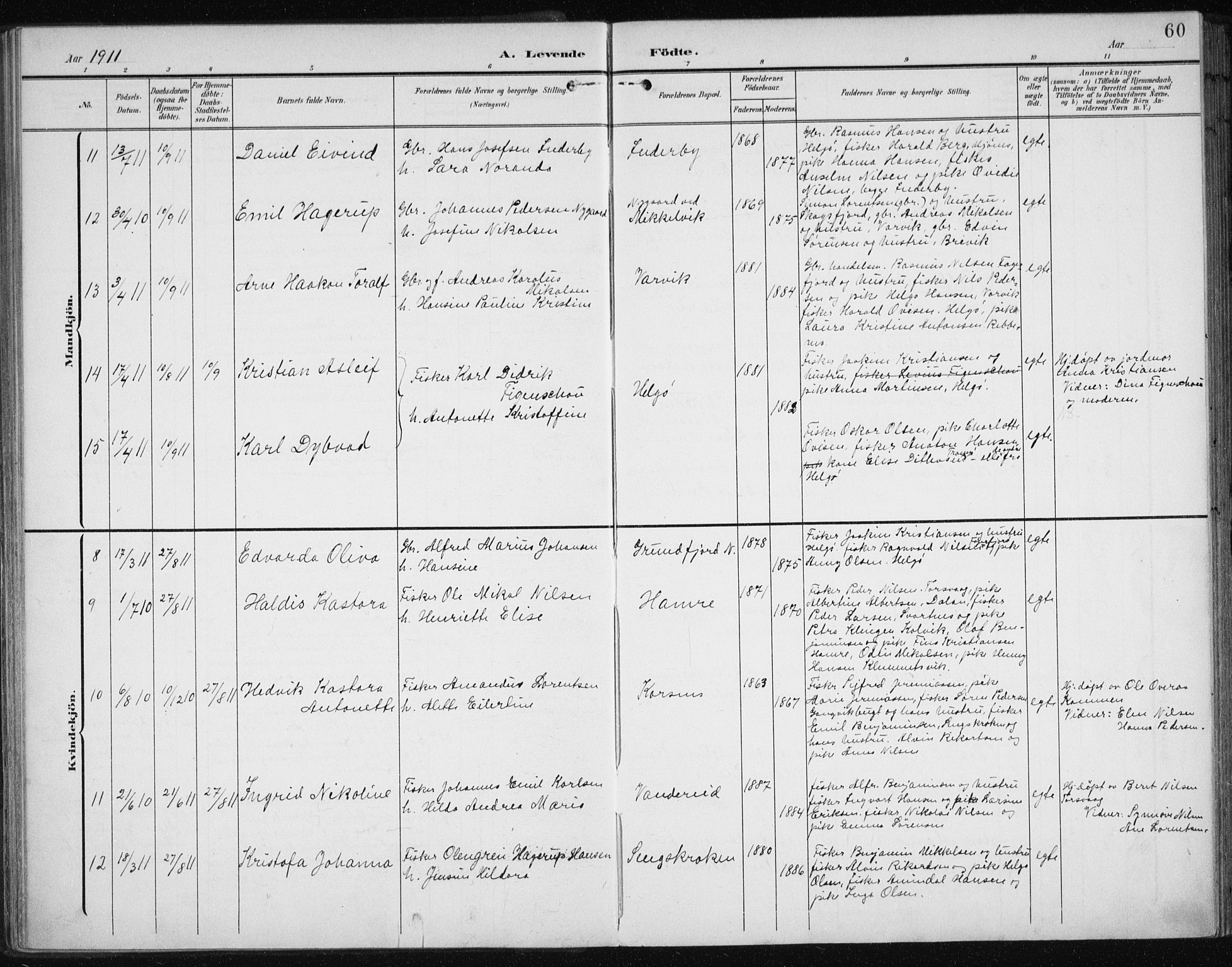 Karlsøy sokneprestembete, AV/SATØ-S-1299/H/Ha/Haa/L0013kirke: Parish register (official) no. 13, 1902-1916, p. 60