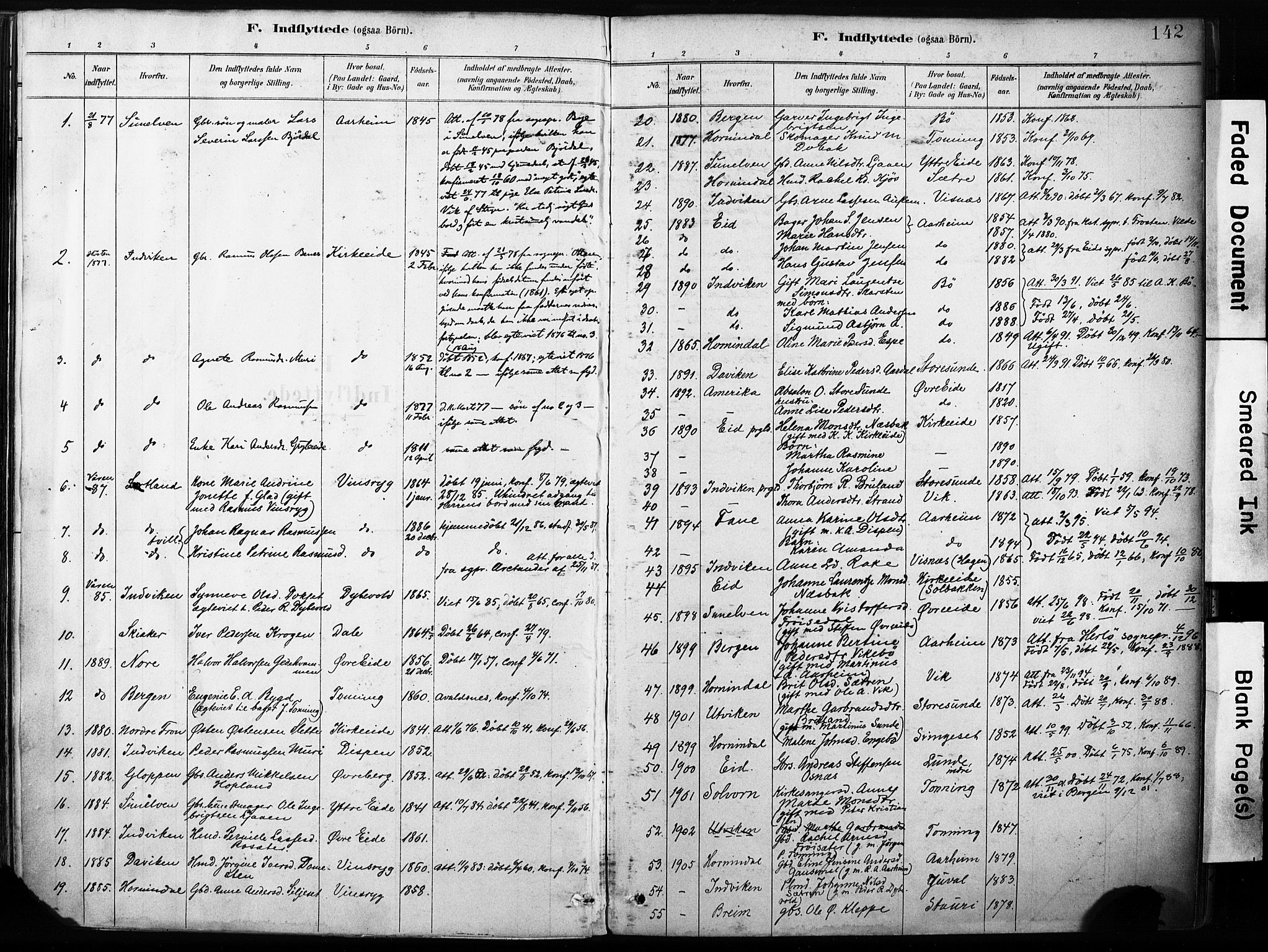 Stryn Sokneprestembete, SAB/A-82501: Parish register (official) no. B 1, 1878-1907, p. 142