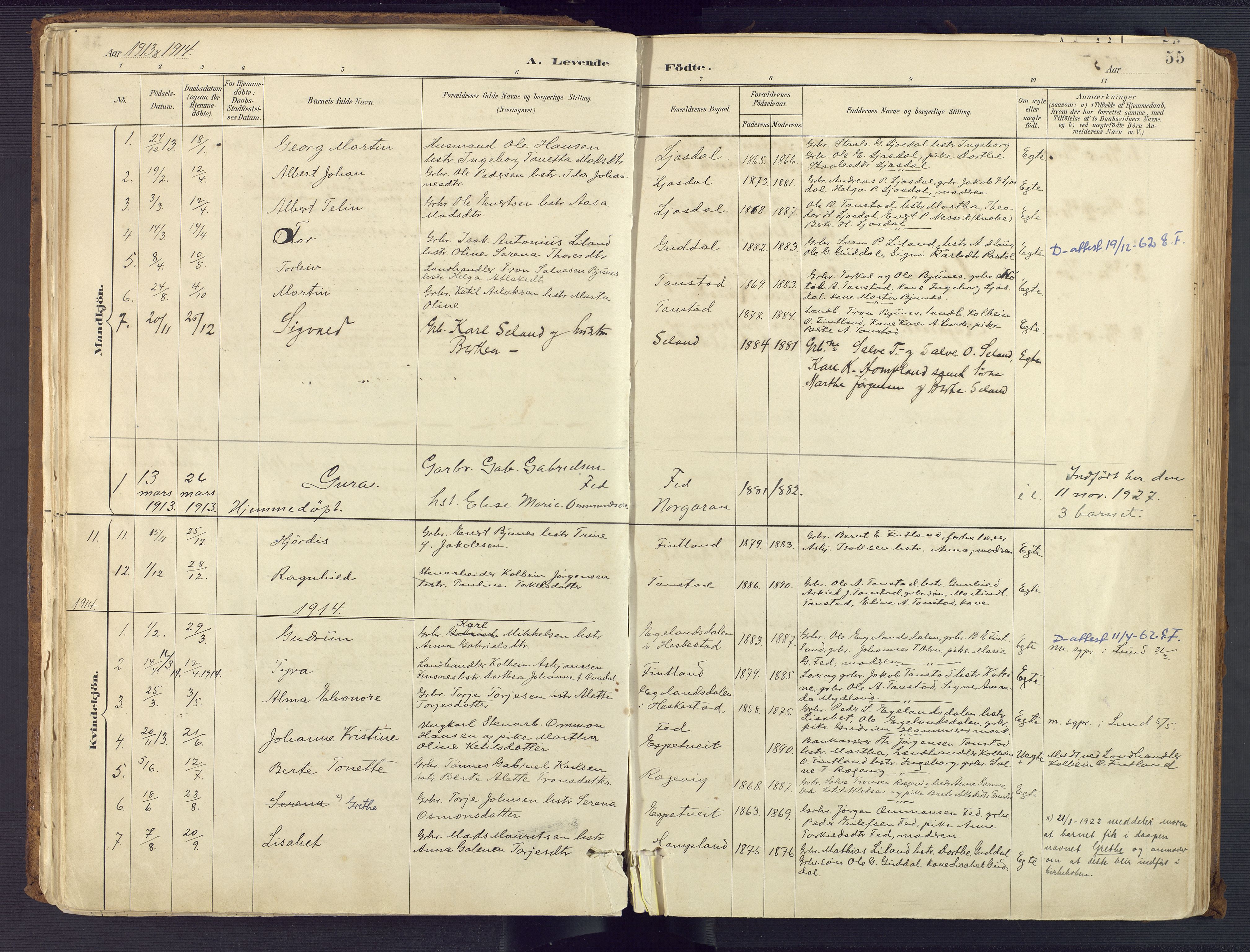 Sirdal sokneprestkontor, AV/SAK-1111-0036/F/Fa/Fab/L0004: Parish register (official) no. A 4, 1887-1919, p. 55