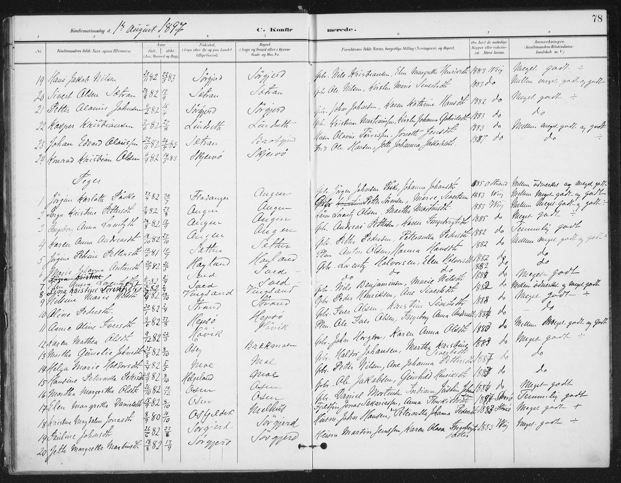 Ministerialprotokoller, klokkerbøker og fødselsregistre - Sør-Trøndelag, SAT/A-1456/658/L0723: Parish register (official) no. 658A02, 1897-1912, p. 78
