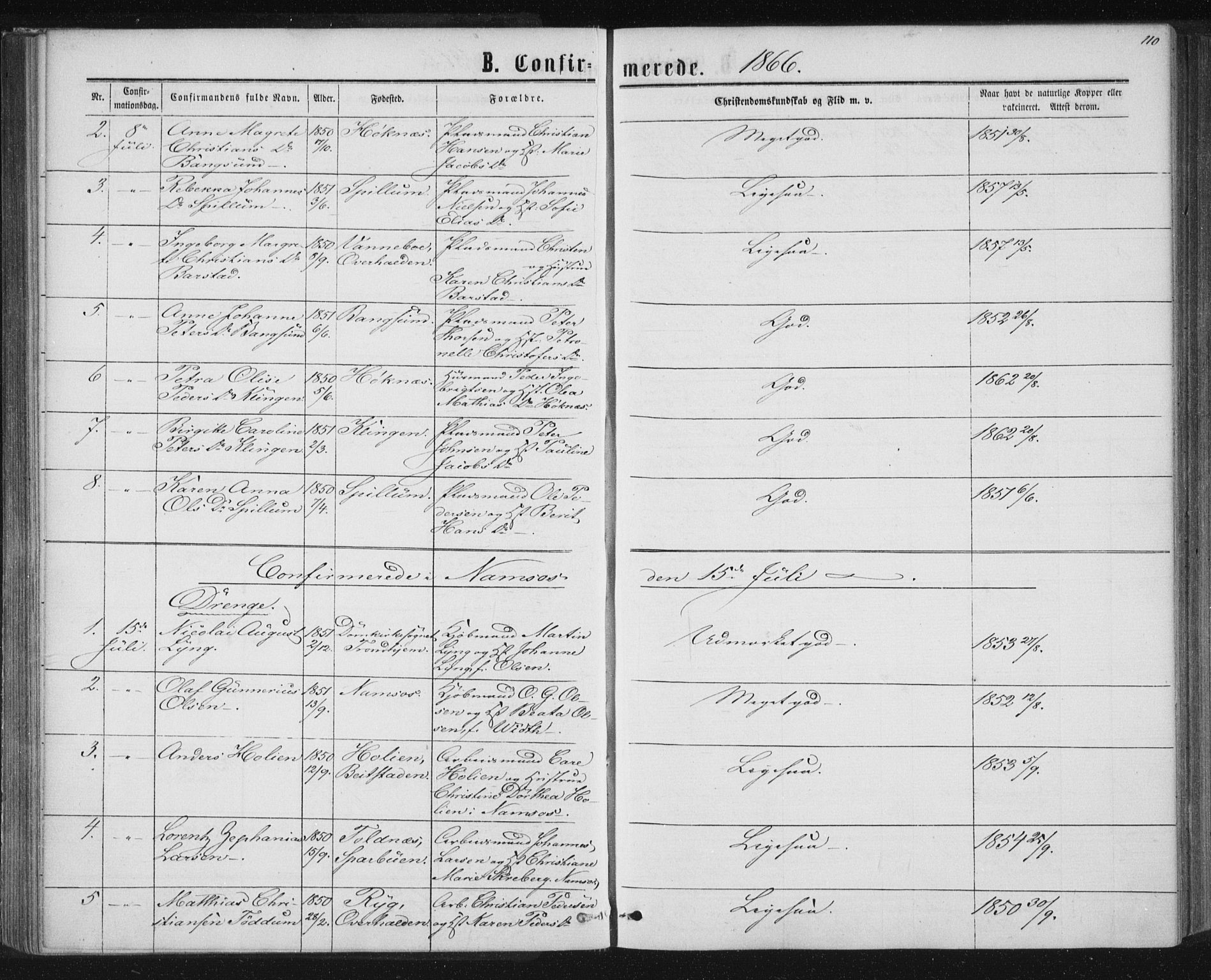 Ministerialprotokoller, klokkerbøker og fødselsregistre - Nord-Trøndelag, AV/SAT-A-1458/768/L0570: Parish register (official) no. 768A05, 1865-1874, p. 110