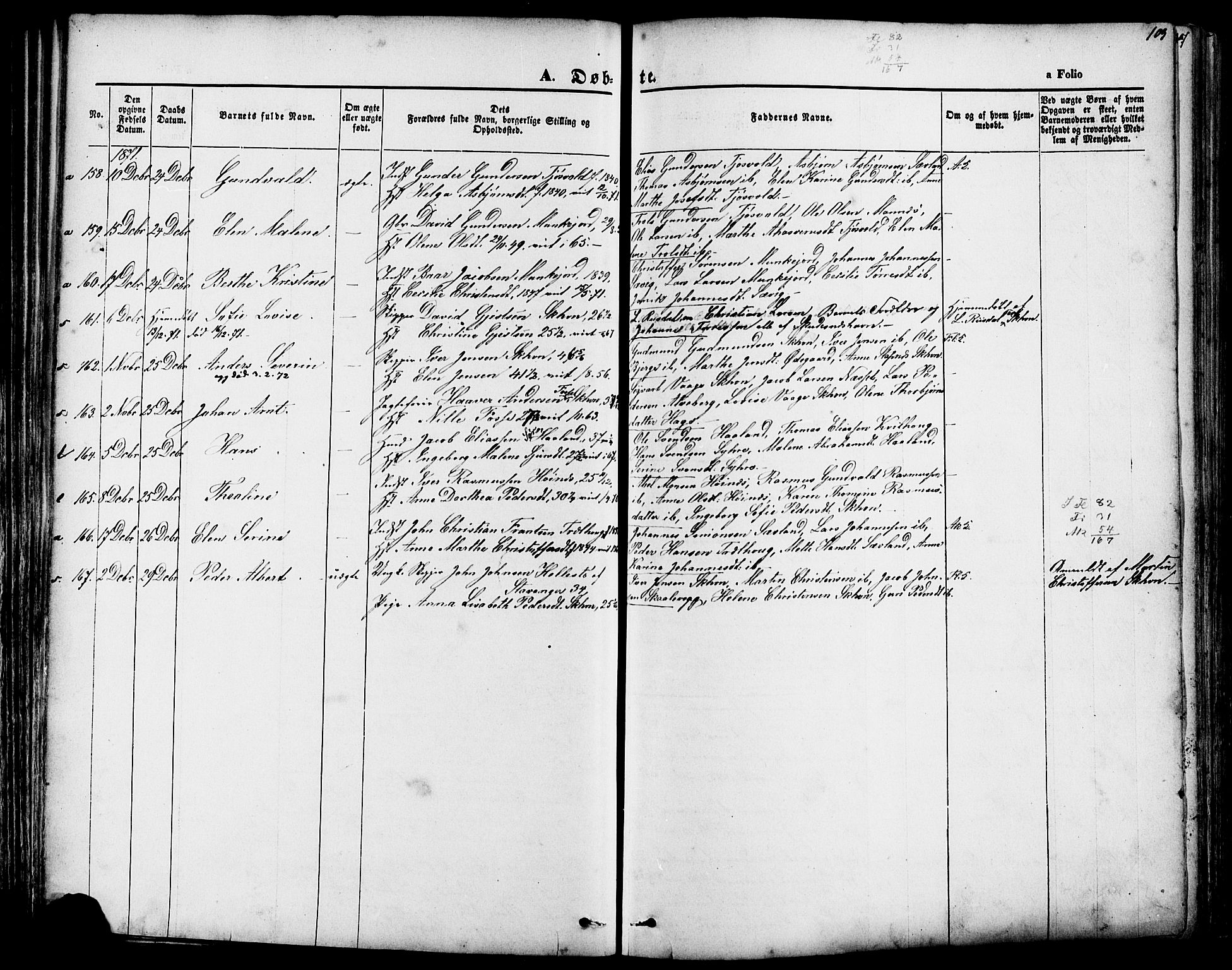 Skudenes sokneprestkontor, SAST/A -101849/H/Ha/Haa/L0006: Parish register (official) no. A 4, 1864-1881, p. 103