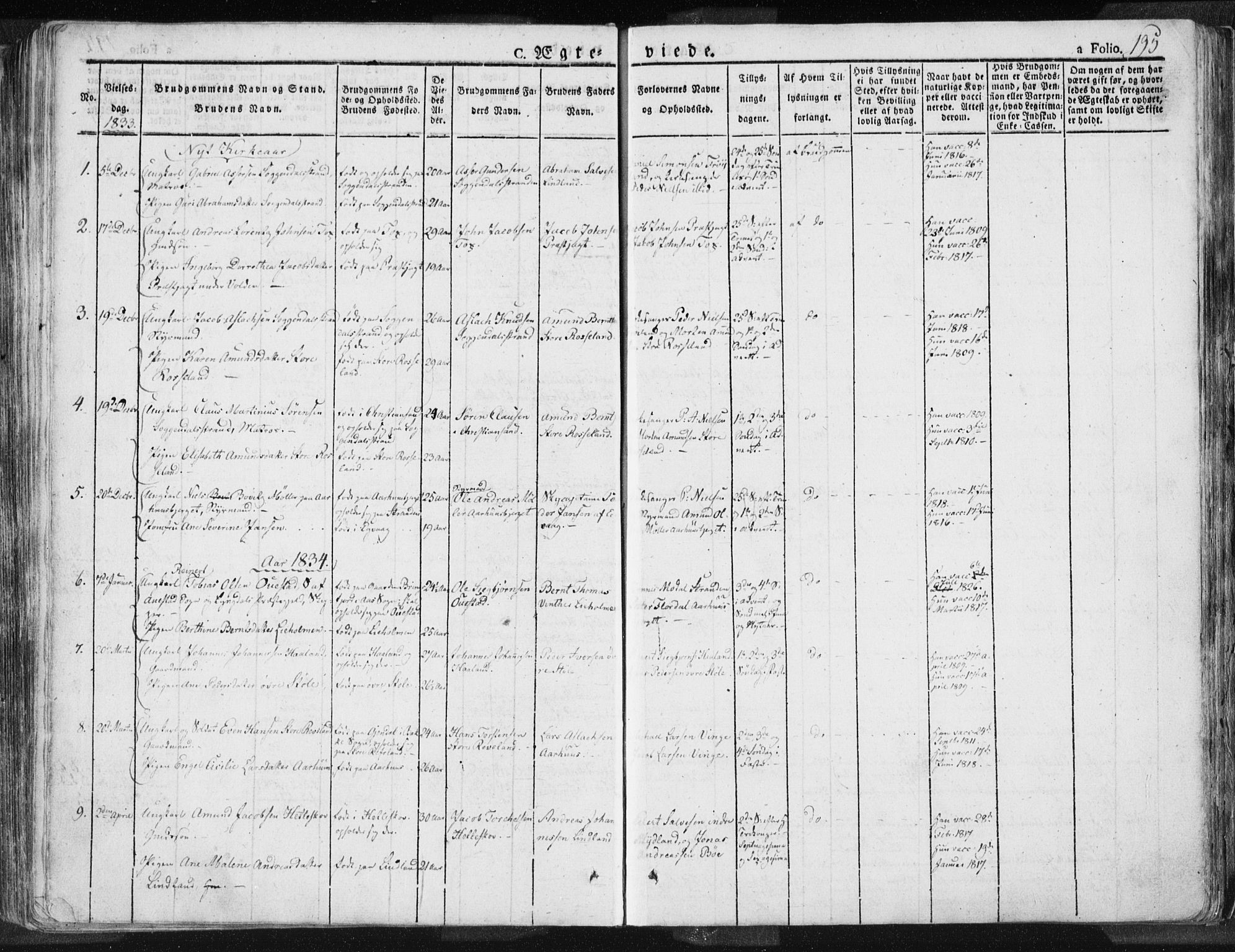Sokndal sokneprestkontor, SAST/A-101808: Parish register (official) no. A 7.1, 1826-1842, p. 195