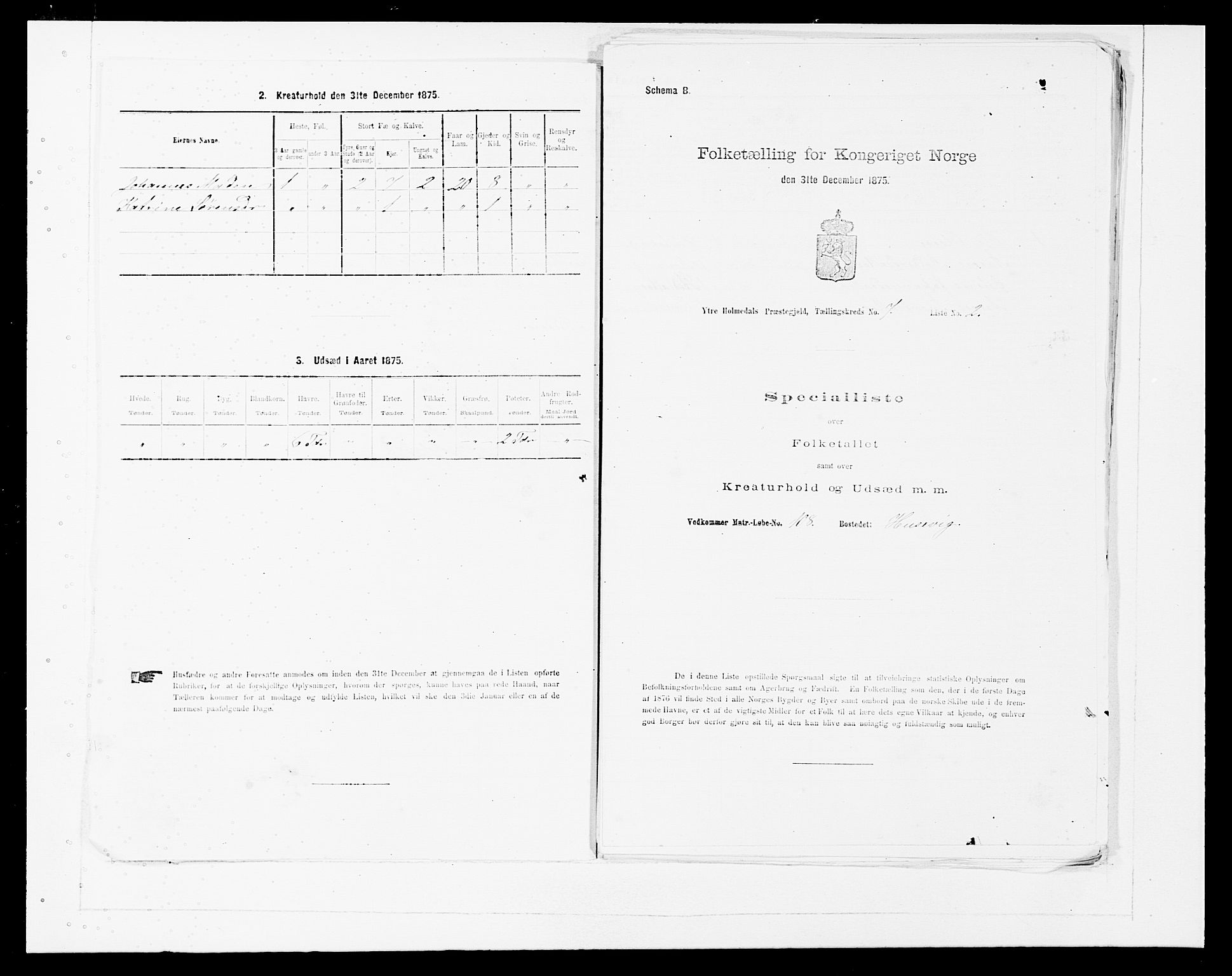 SAB, 1875 census for 1429P Ytre Holmedal, 1875, p. 472