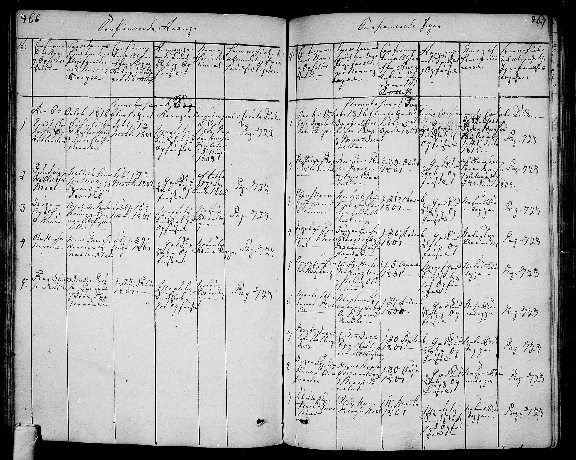 Andebu kirkebøker, AV/SAKO-A-336/F/Fa/L0003: Parish register (official) no. 3 /1, 1803-1828, p. 466-467