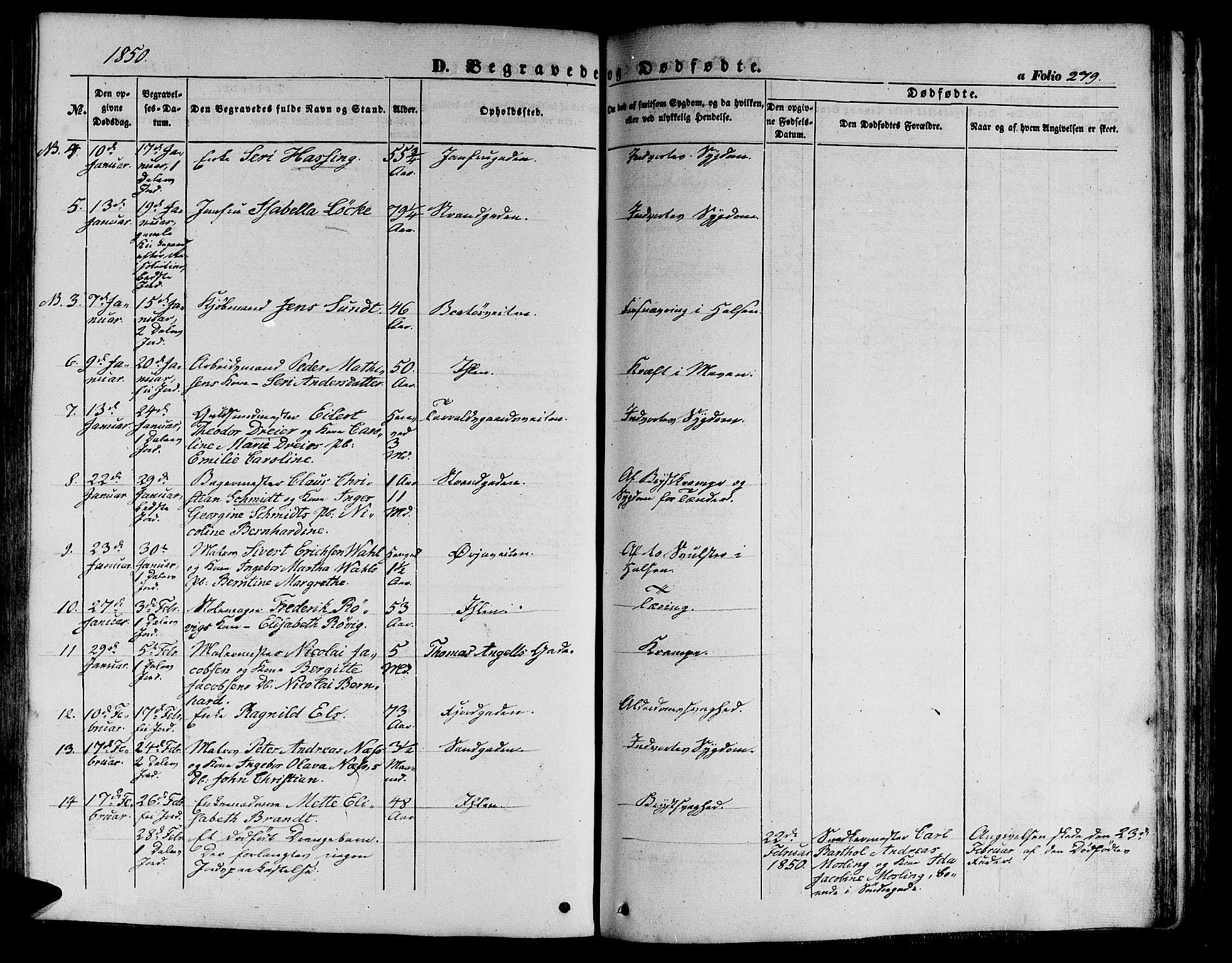 Ministerialprotokoller, klokkerbøker og fødselsregistre - Sør-Trøndelag, SAT/A-1456/602/L0137: Parish register (copy) no. 602C05, 1846-1856, p. 279